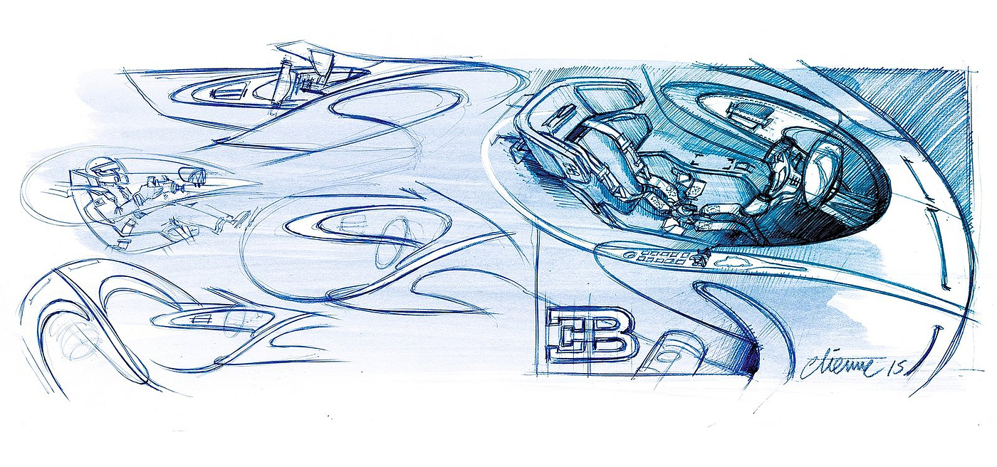 汽车设计，概念设计，布加迪，手绘，效果图，