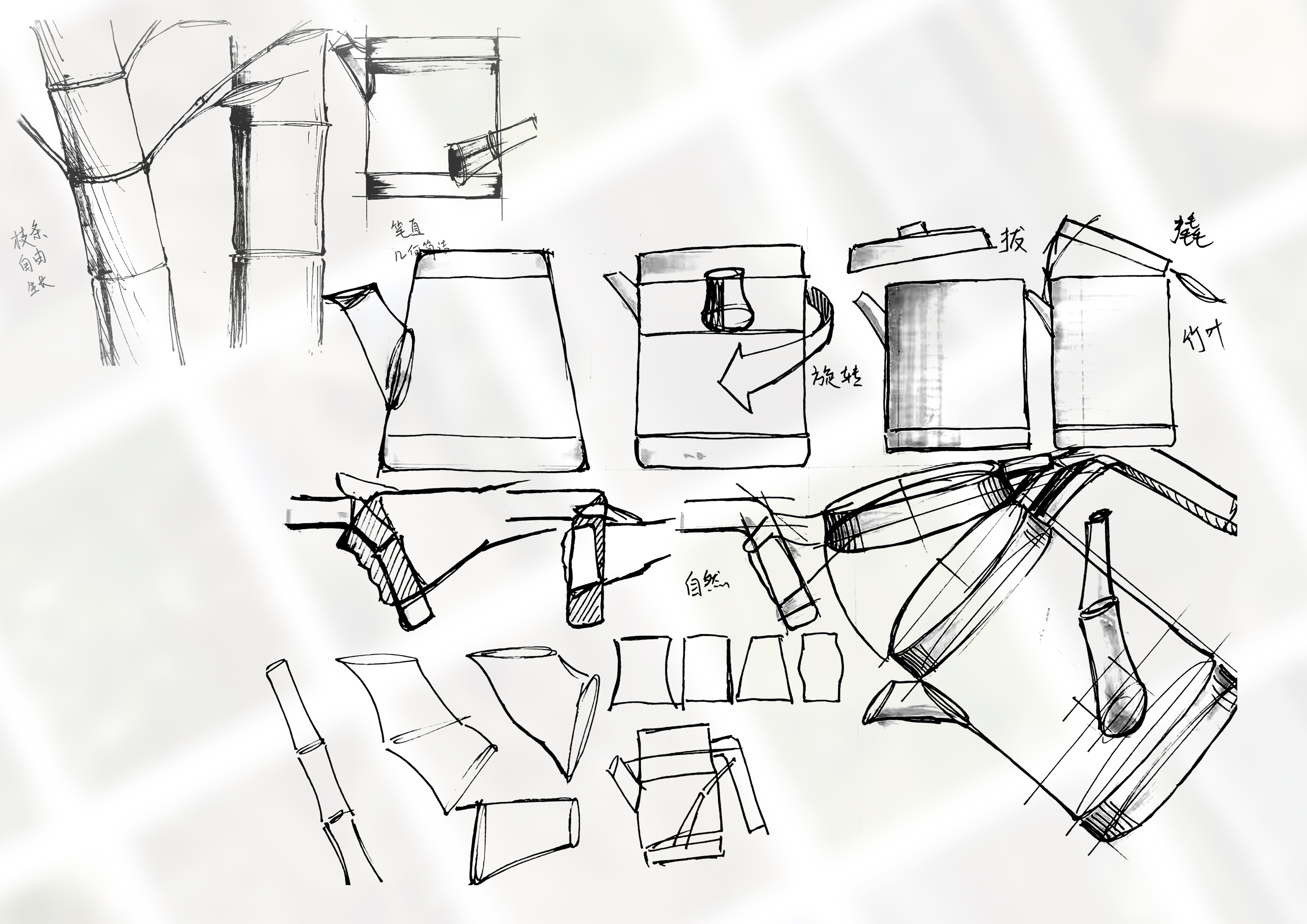 Bionics Design ，Simplicity，household electrical appliances，Electric kettle，Bamboo，conceptual design，