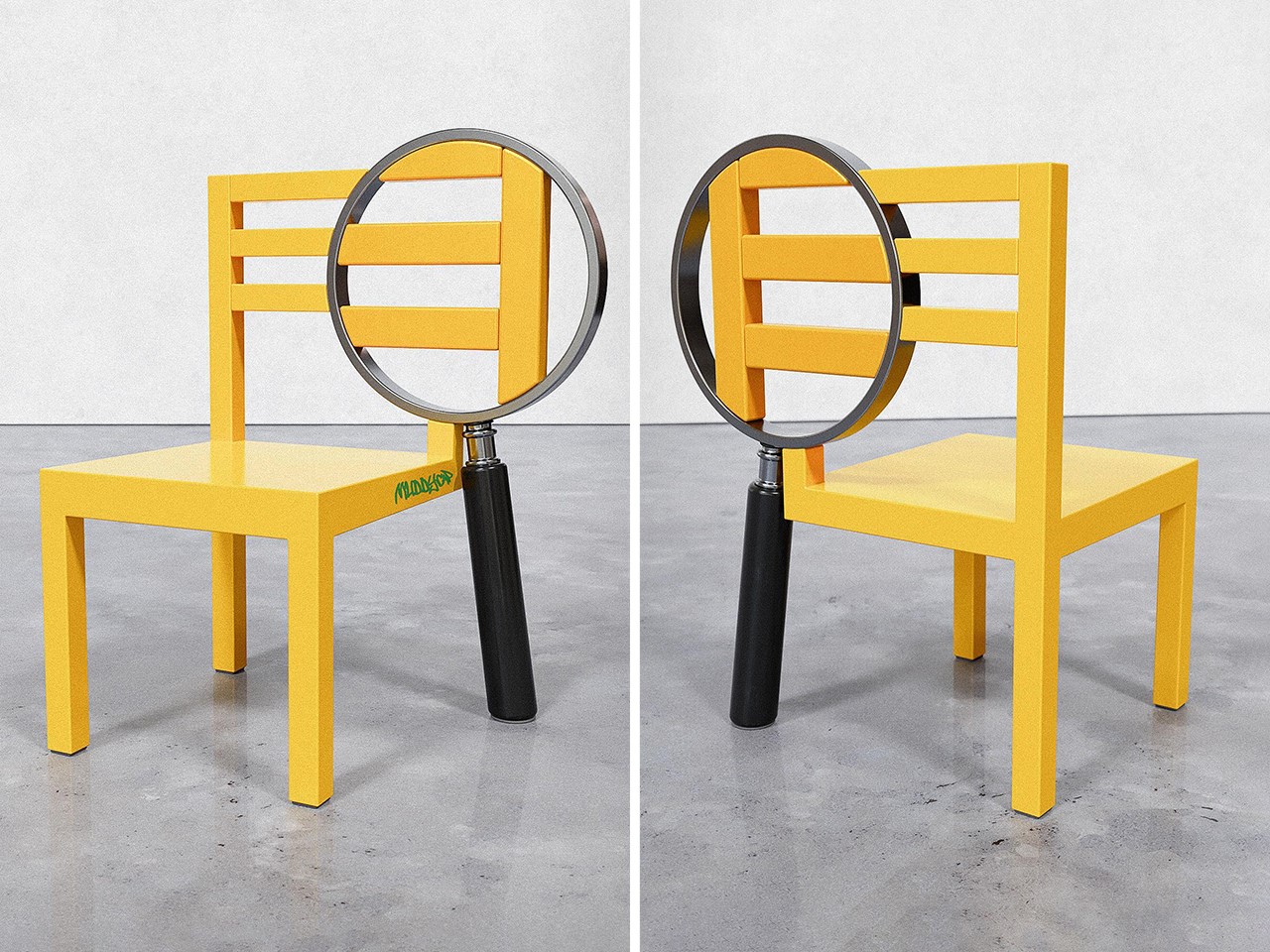 Zoom Chair，visual illusion ，Muddycap，magnifier，