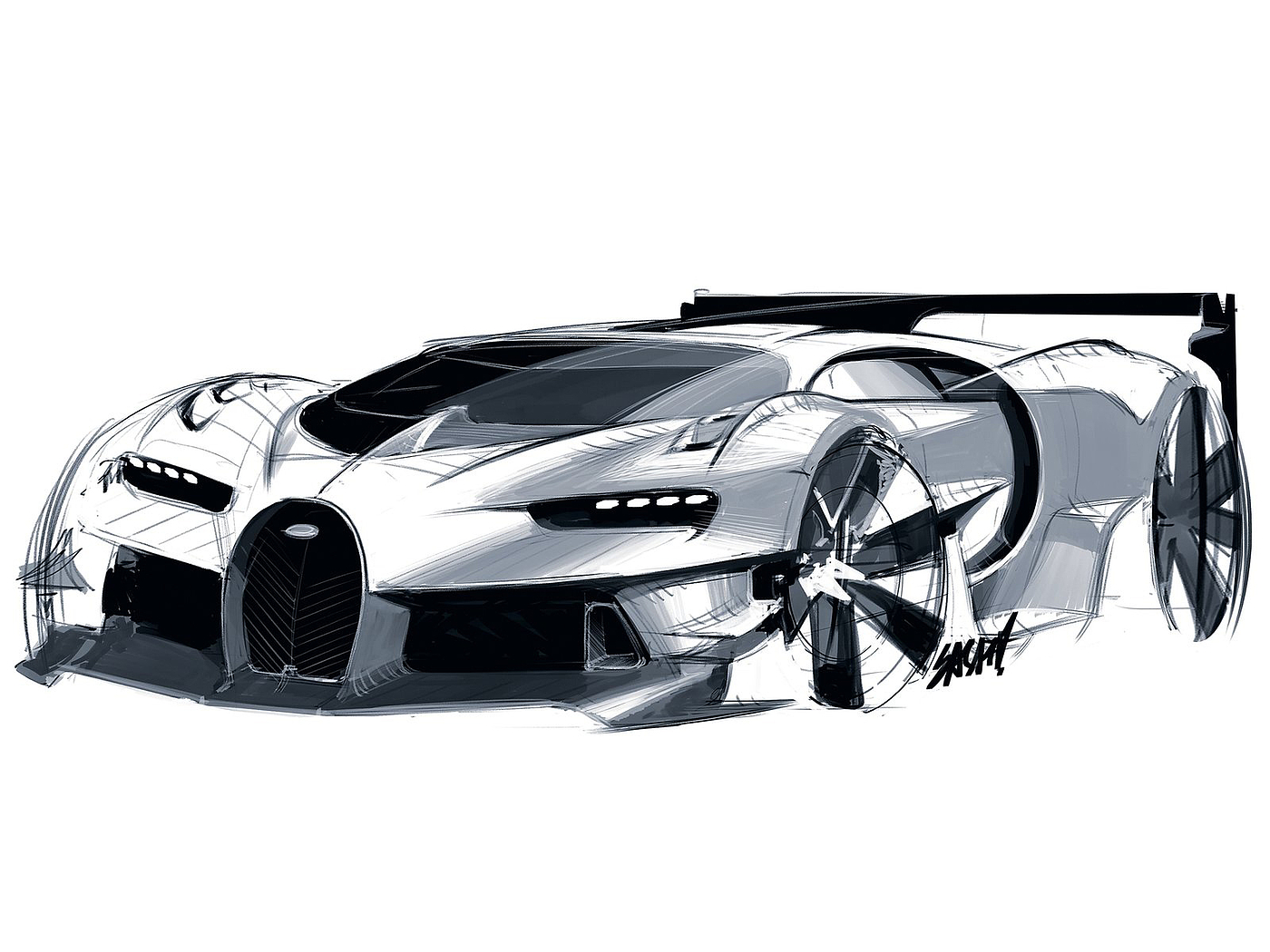 Automobile design，conceptual design，Bugatti，Hand drawn，design sketch，