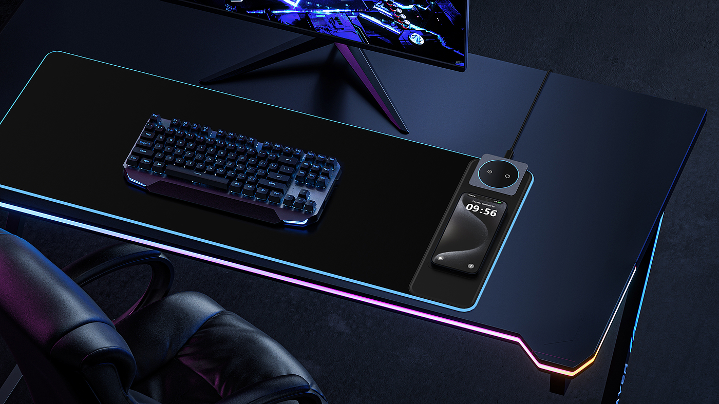 LED luminous gaming mouse pad with wireless charger，