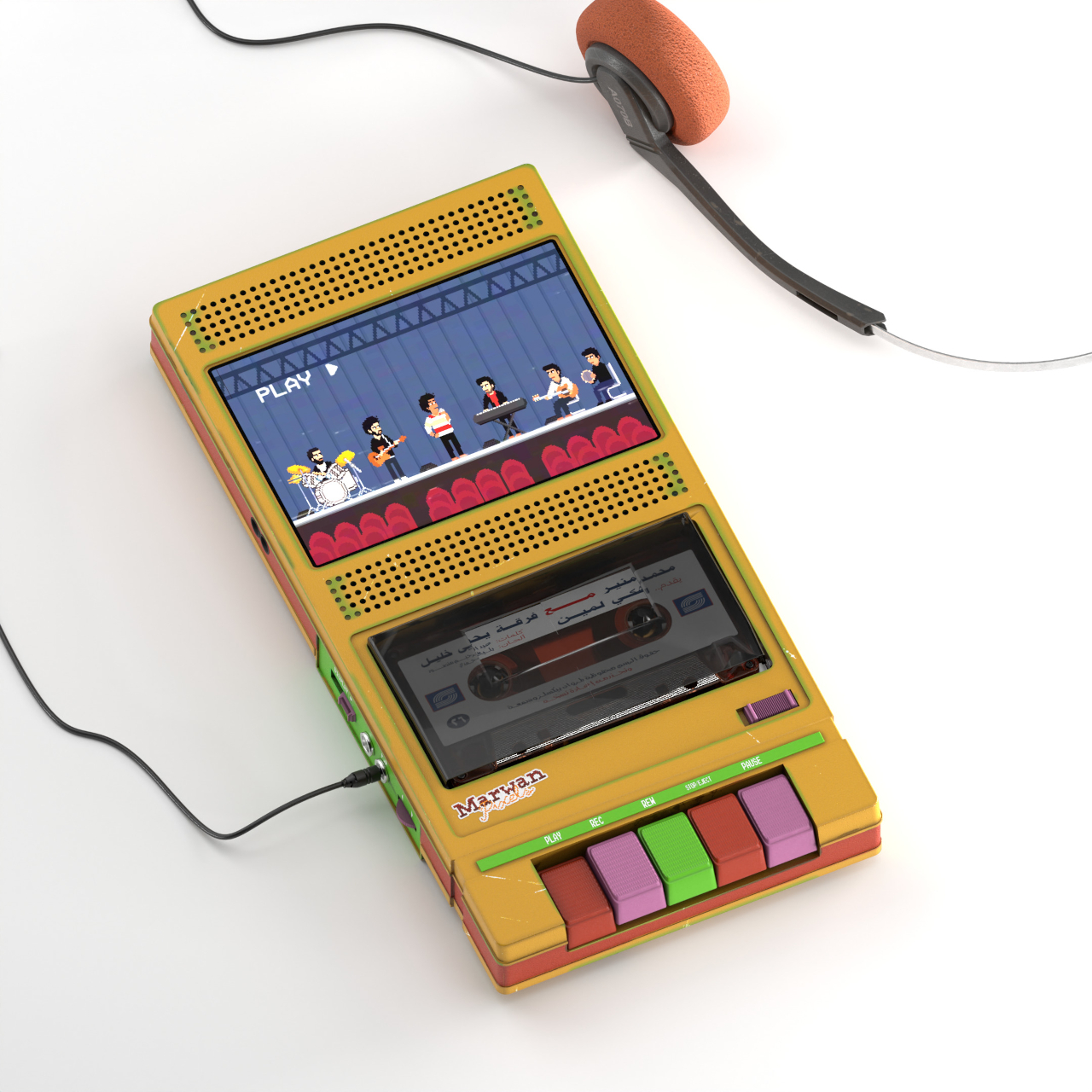 80's style.，Retro，music player ，Creative concept，