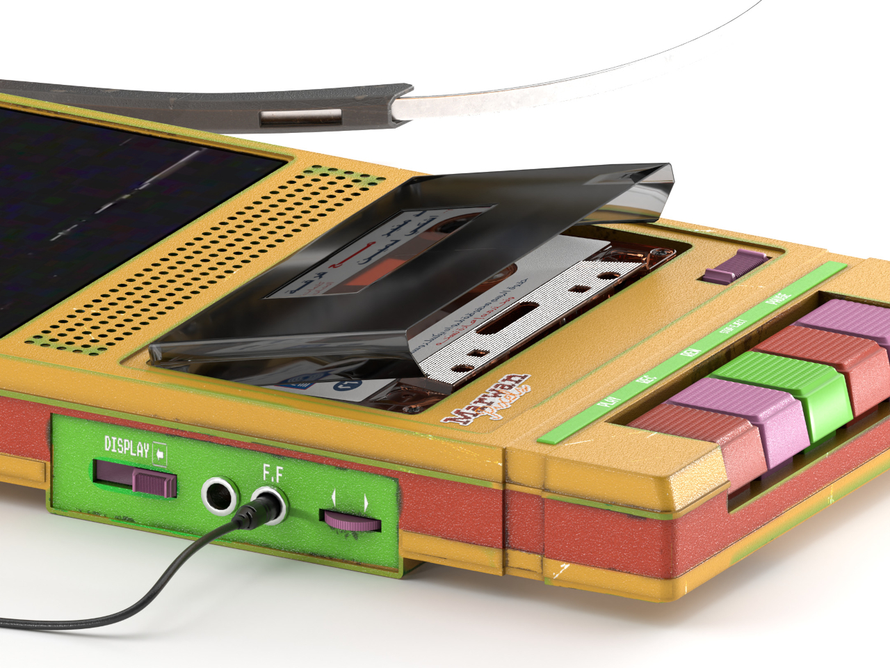 80's style.，Retro，music player ，Creative concept，