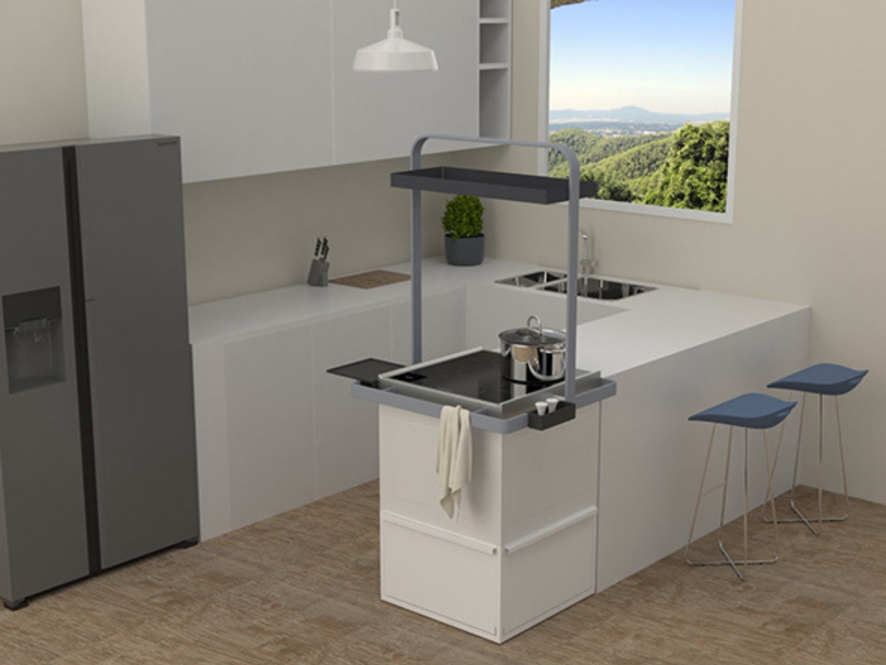Peninsula，Shared kitchen，Multiplayer Cooking，cooking bench，