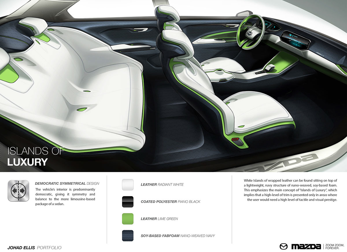 industrial design，Automobile design，concept，Hand drawn，Interior，Mazda，