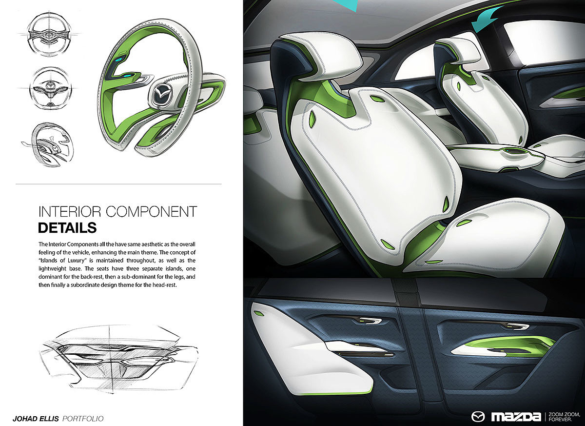 industrial design，Automobile design，concept，Hand drawn，Interior，Mazda，