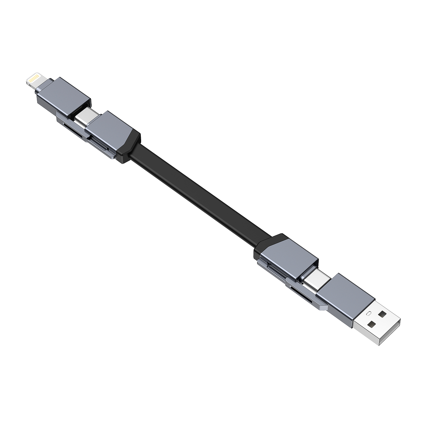 Four-in-one portable zinc alloy data cable，