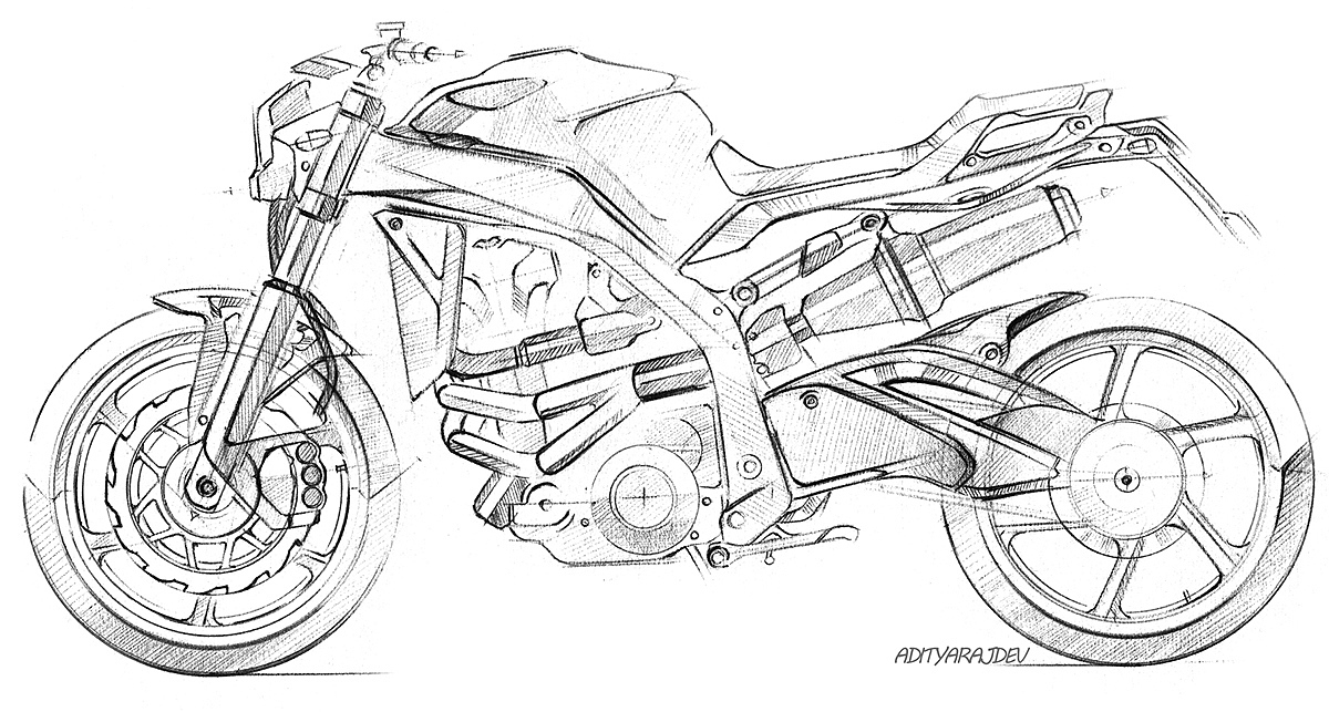工业设计，交通工具，摩托车，手绘草图，