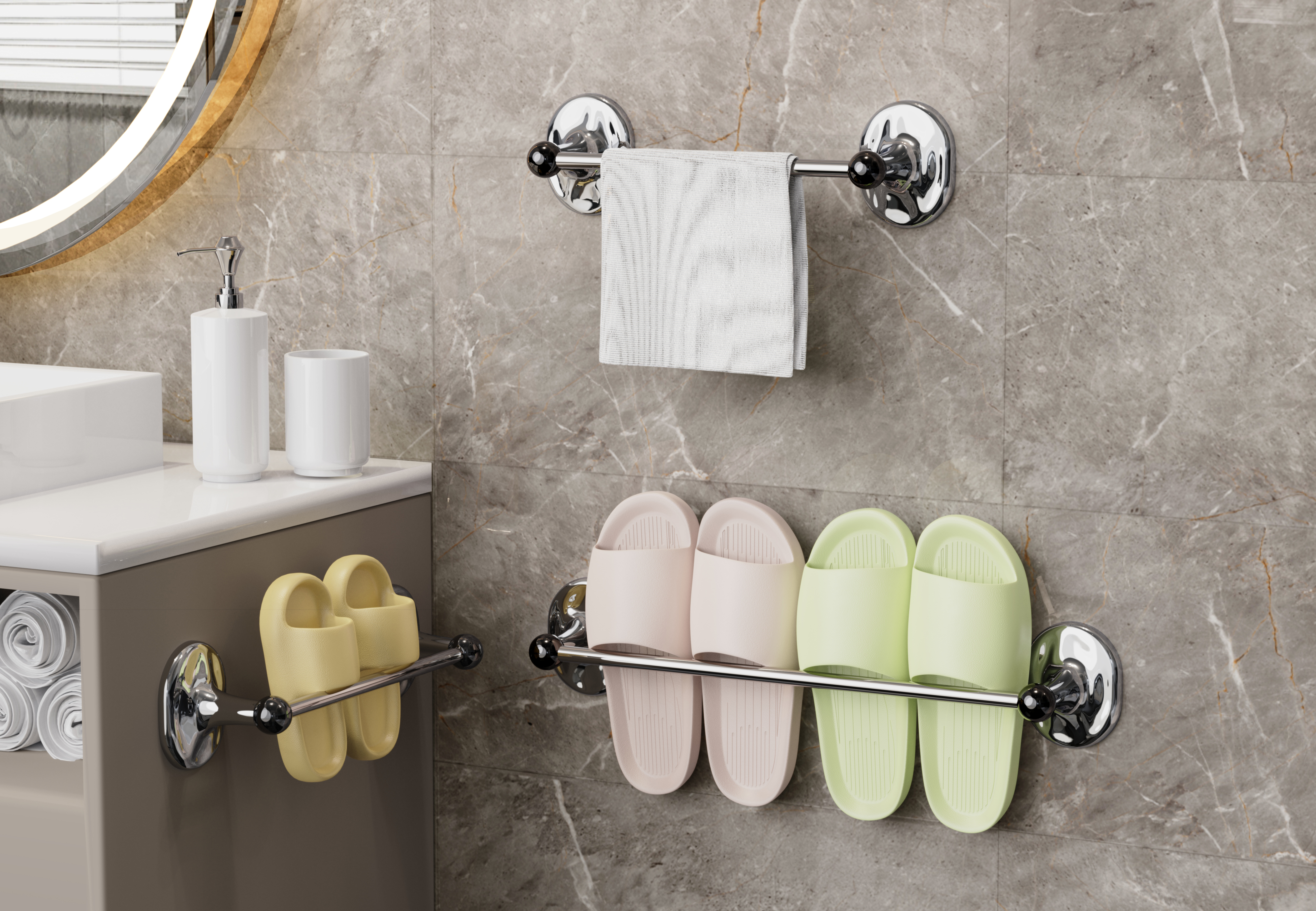 Towel rack，Rotary hook，a hook，