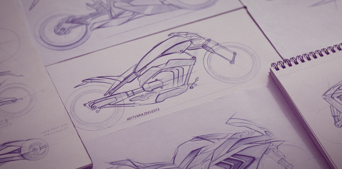 industrial design，vehicle，motorcycle，Hand drawn sketch，