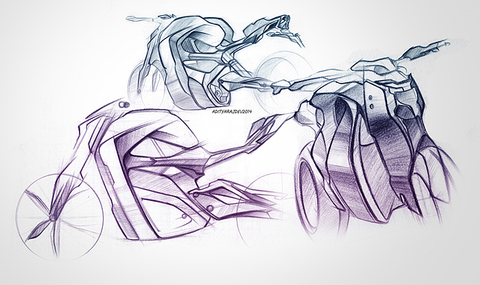 industrial design，vehicle，motorcycle，Hand drawn sketch，