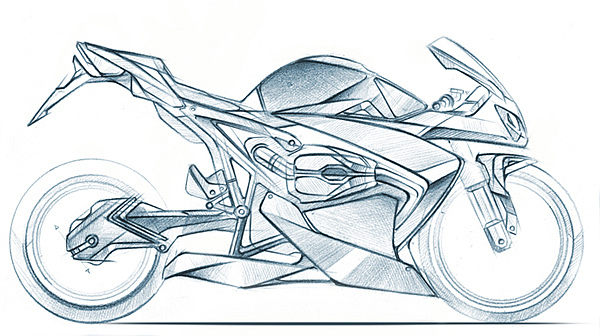 industrial design，vehicle，motorcycle，Hand drawn sketch，