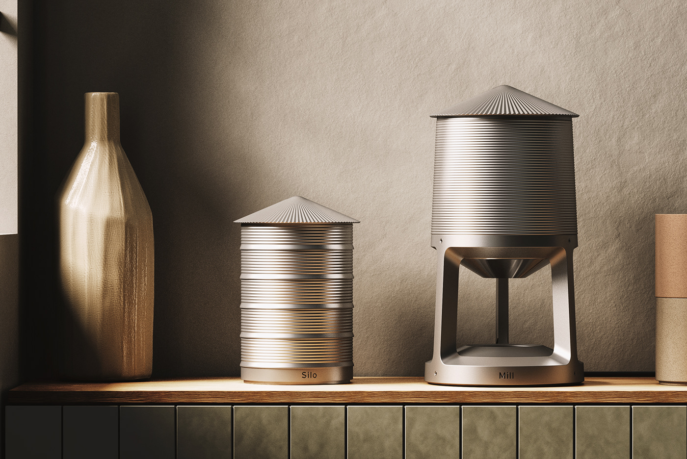 Silo Mill，Grinding coffee beans，coffee bean machine，rotate，