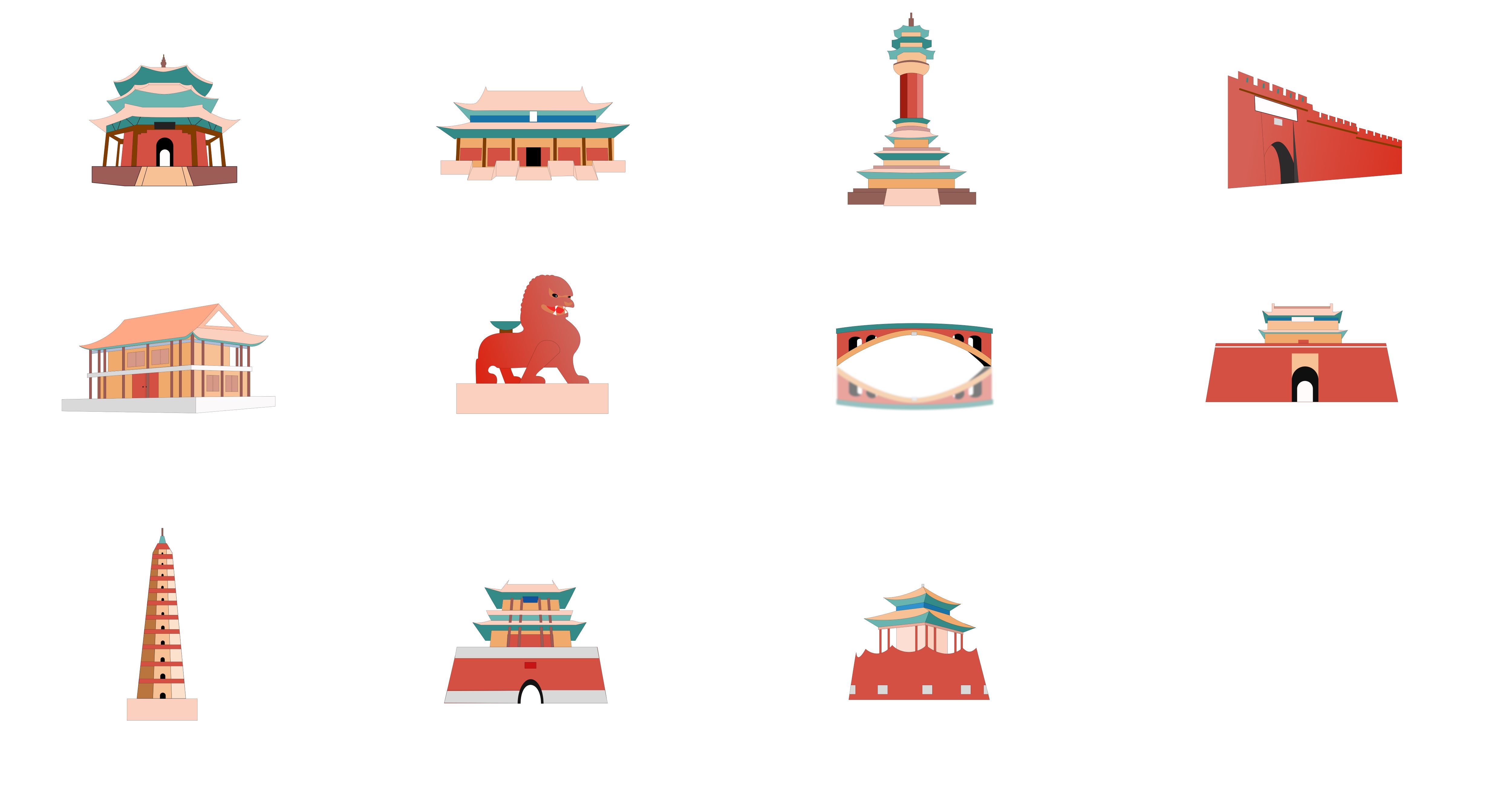 Icon，Ancient Architectural Buildings，