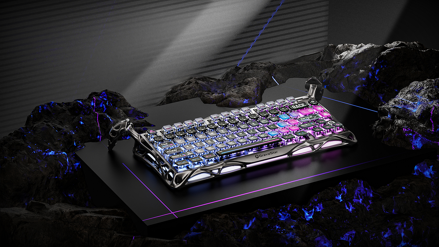 Mecha Tide Play，Skeleton Design，Gaming keyboard，Black Technology，industrial design，sporting facilities，