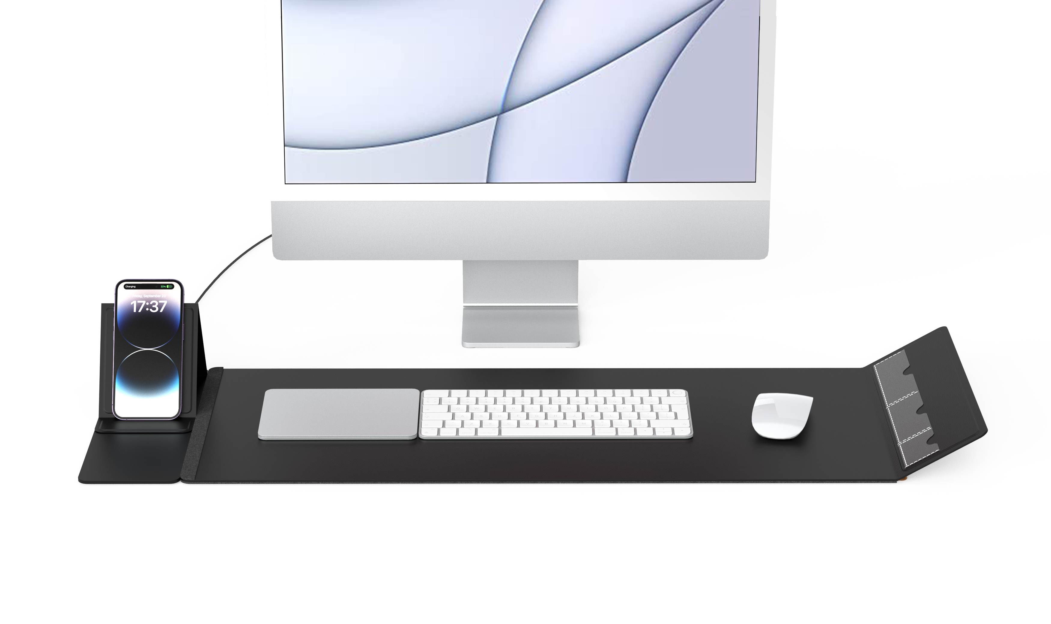 Double layer mouse pad with magnetic bracket wireless charger，