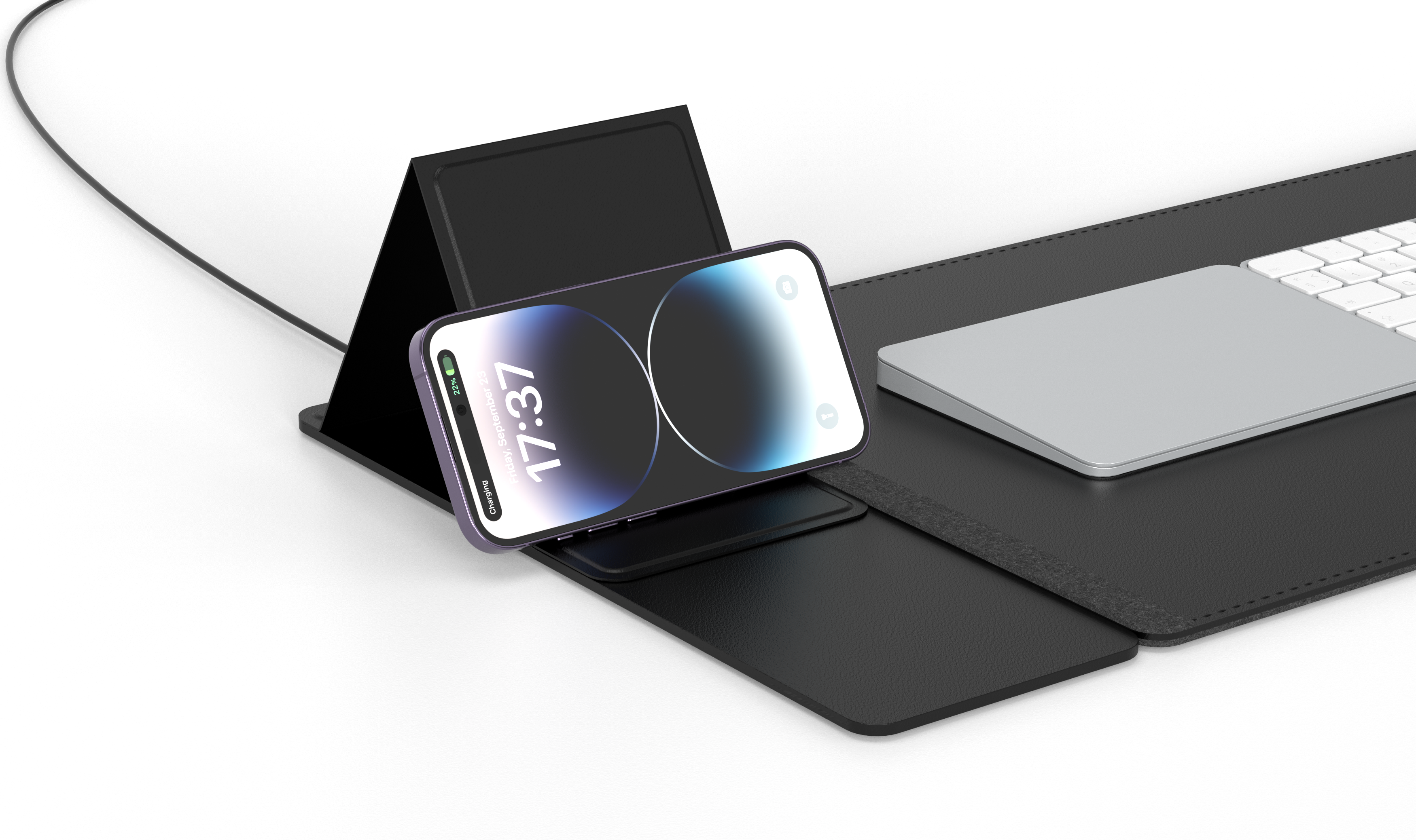 Double layer mouse pad with magnetic bracket wireless charger，