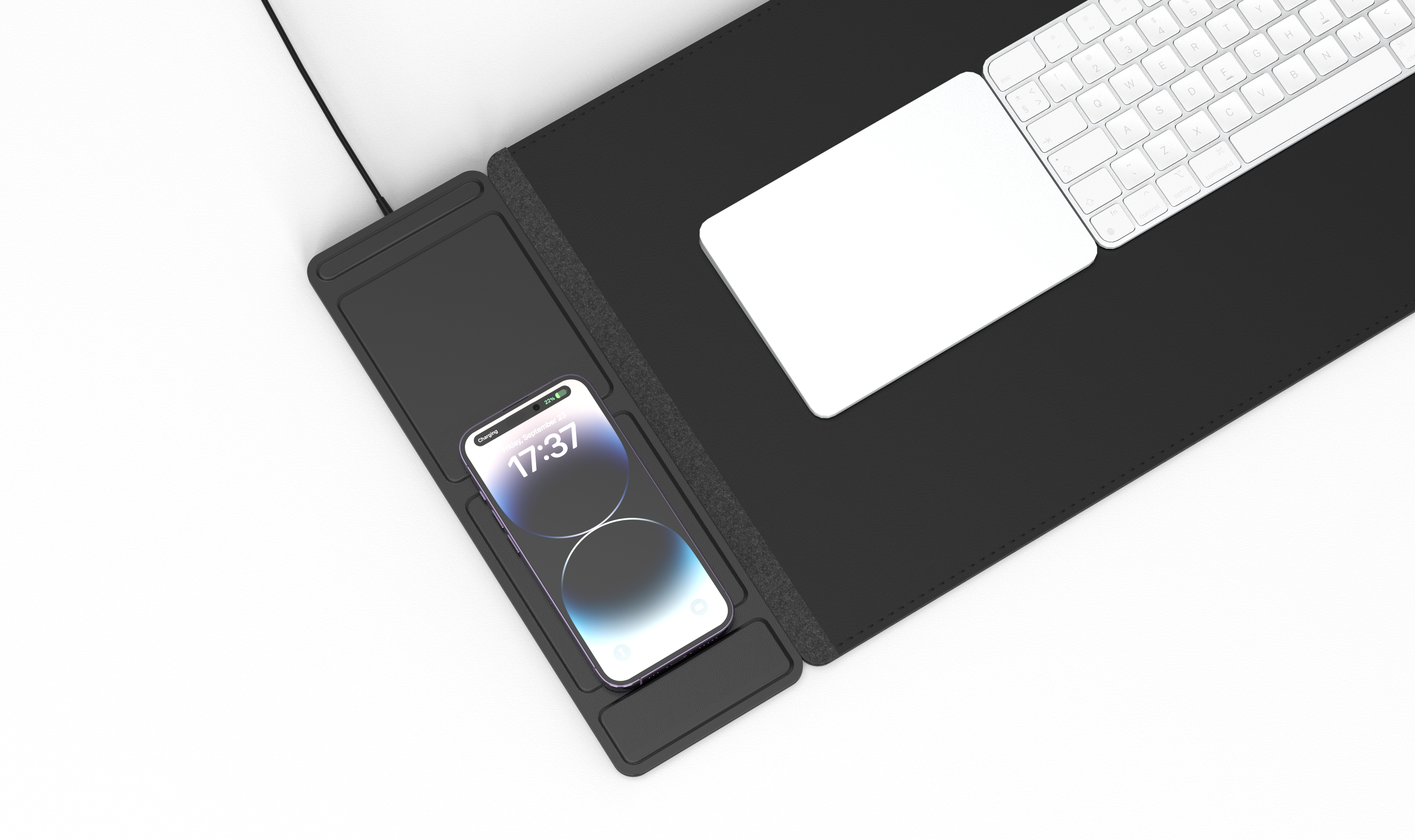 Double layer mouse pad with magnetic bracket wireless charger，