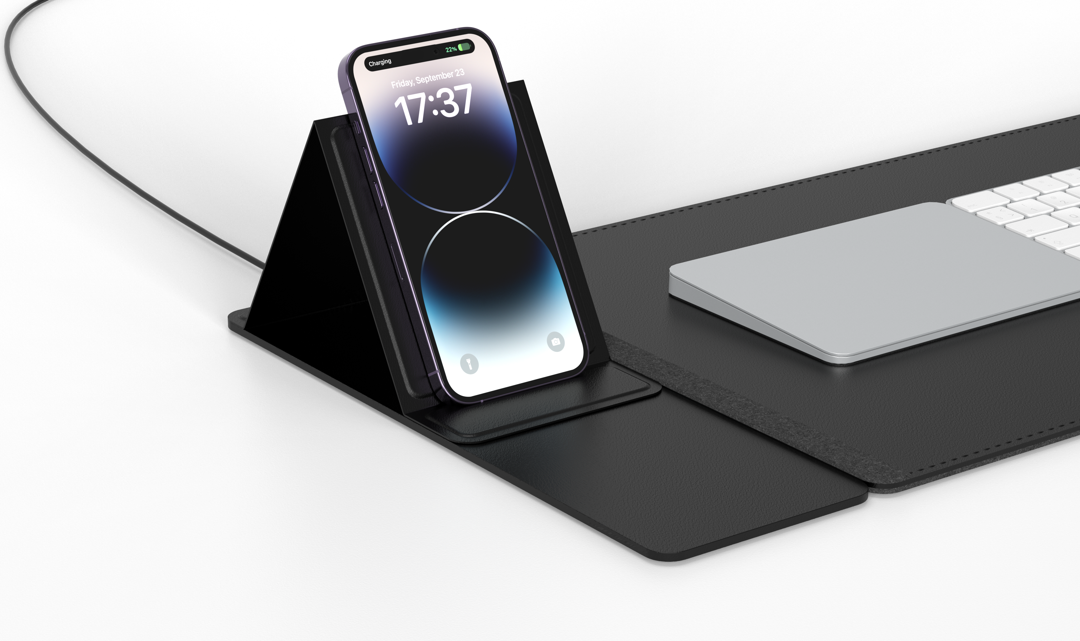 Double layer mouse pad with magnetic bracket wireless charger，