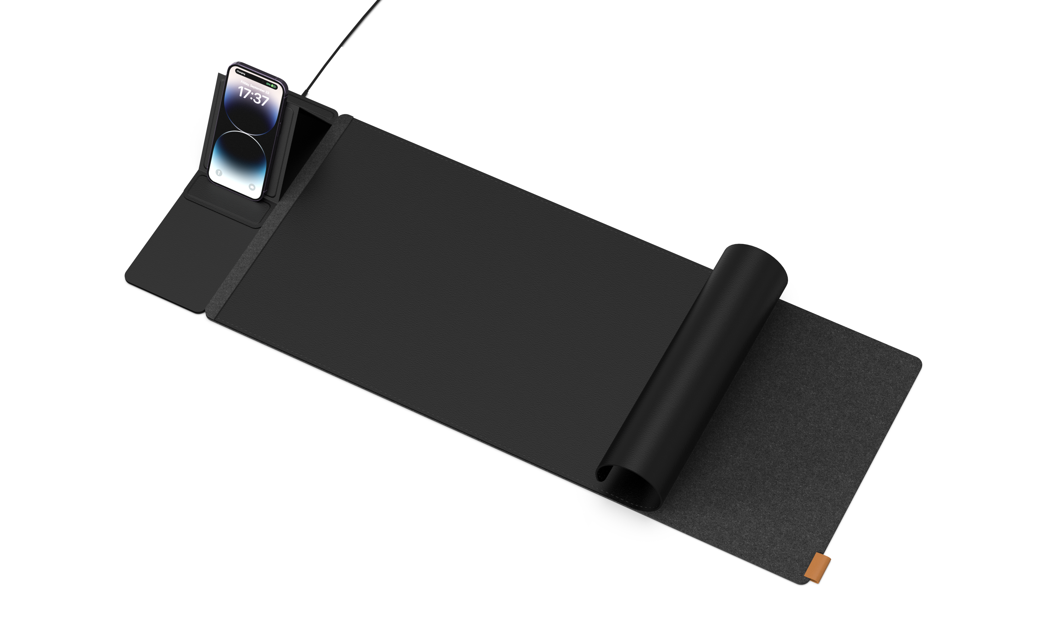 Double layer mouse pad with magnetic bracket wireless charger，