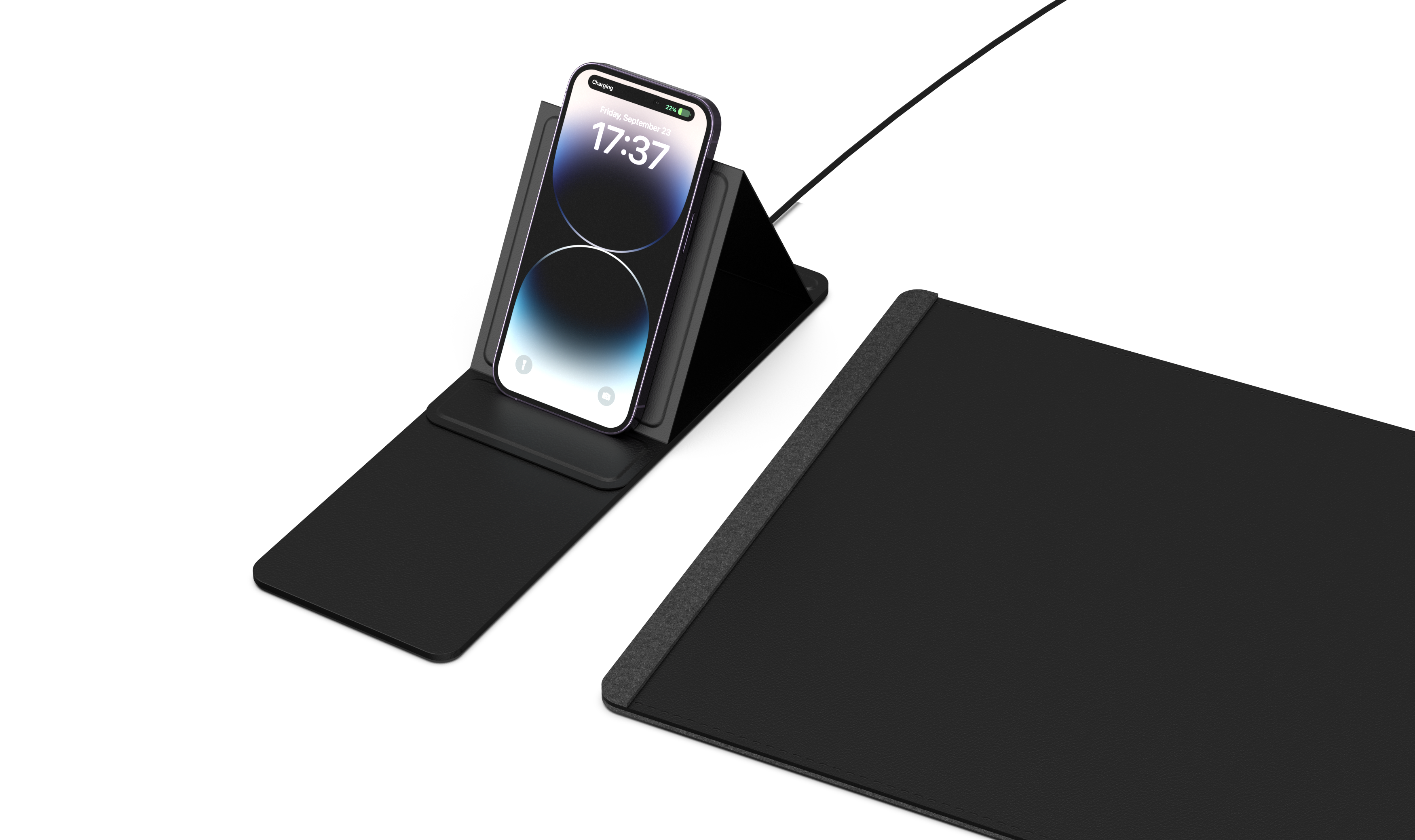 Double layer mouse pad with magnetic bracket wireless charger，