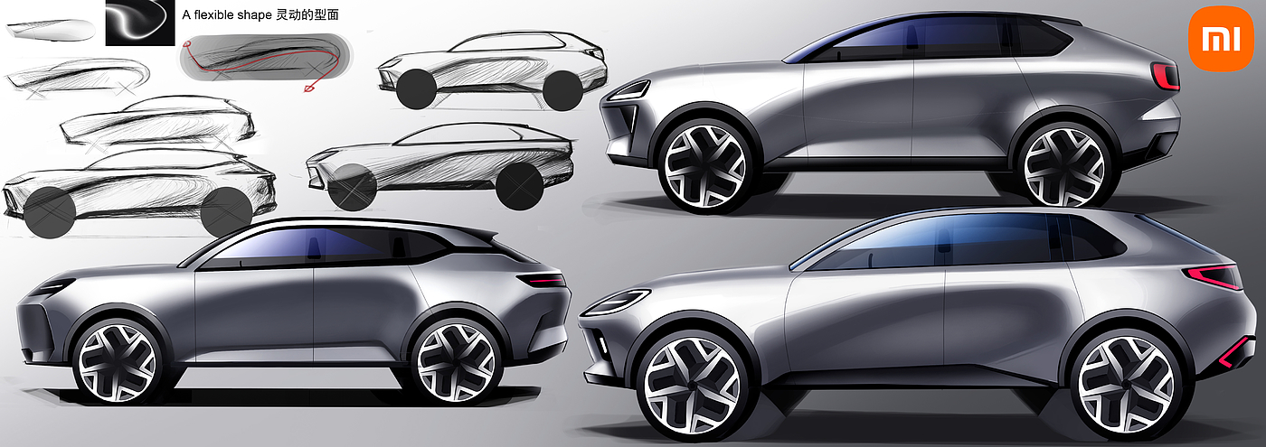 Automobile design，industrial design，car，cardesign，2d rendering，automotivedesign，Hand drawn，