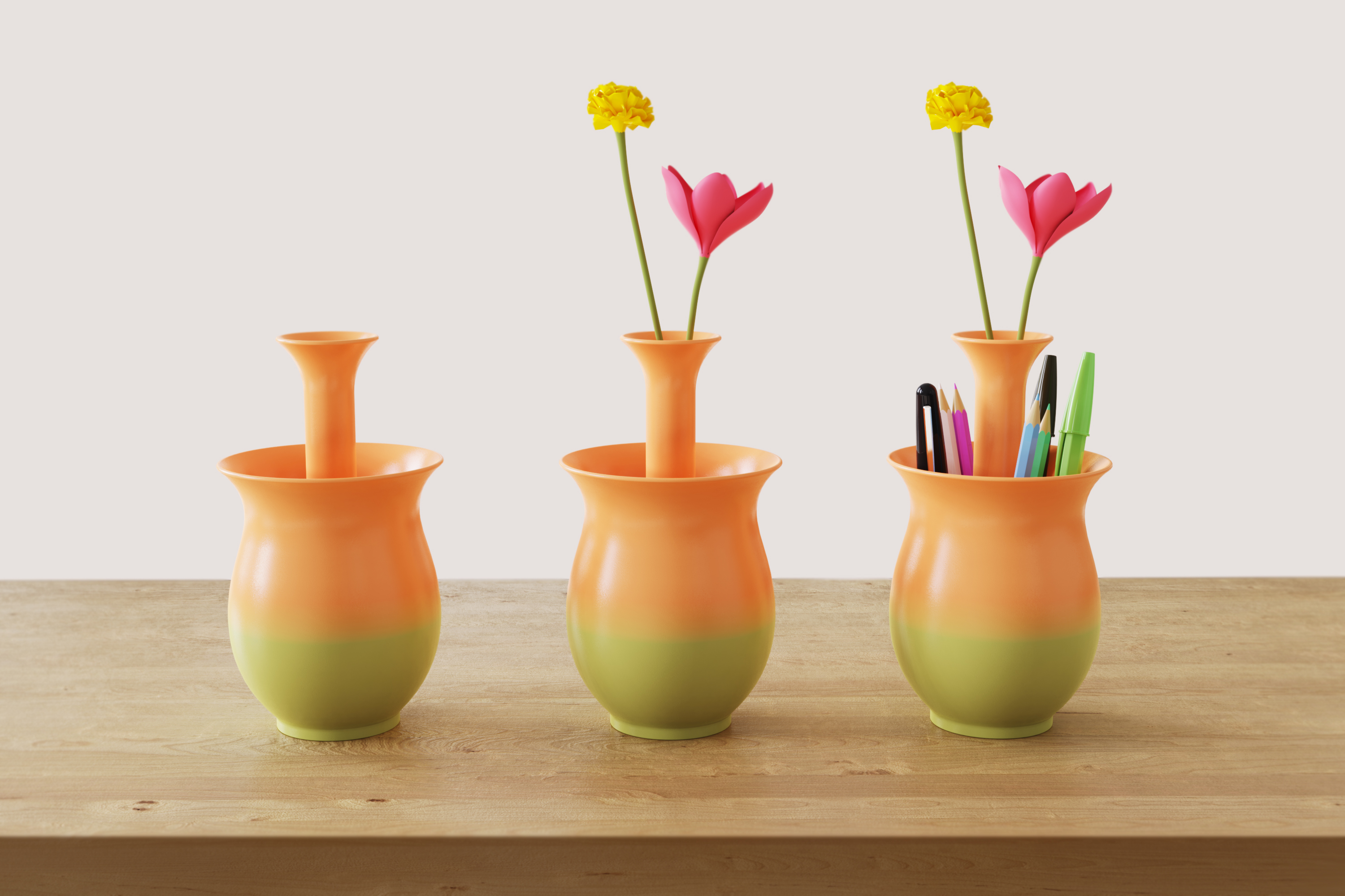 flower arrangement，pen container，Office Supplies，vase，desktop，decorate，originality，Gradient，