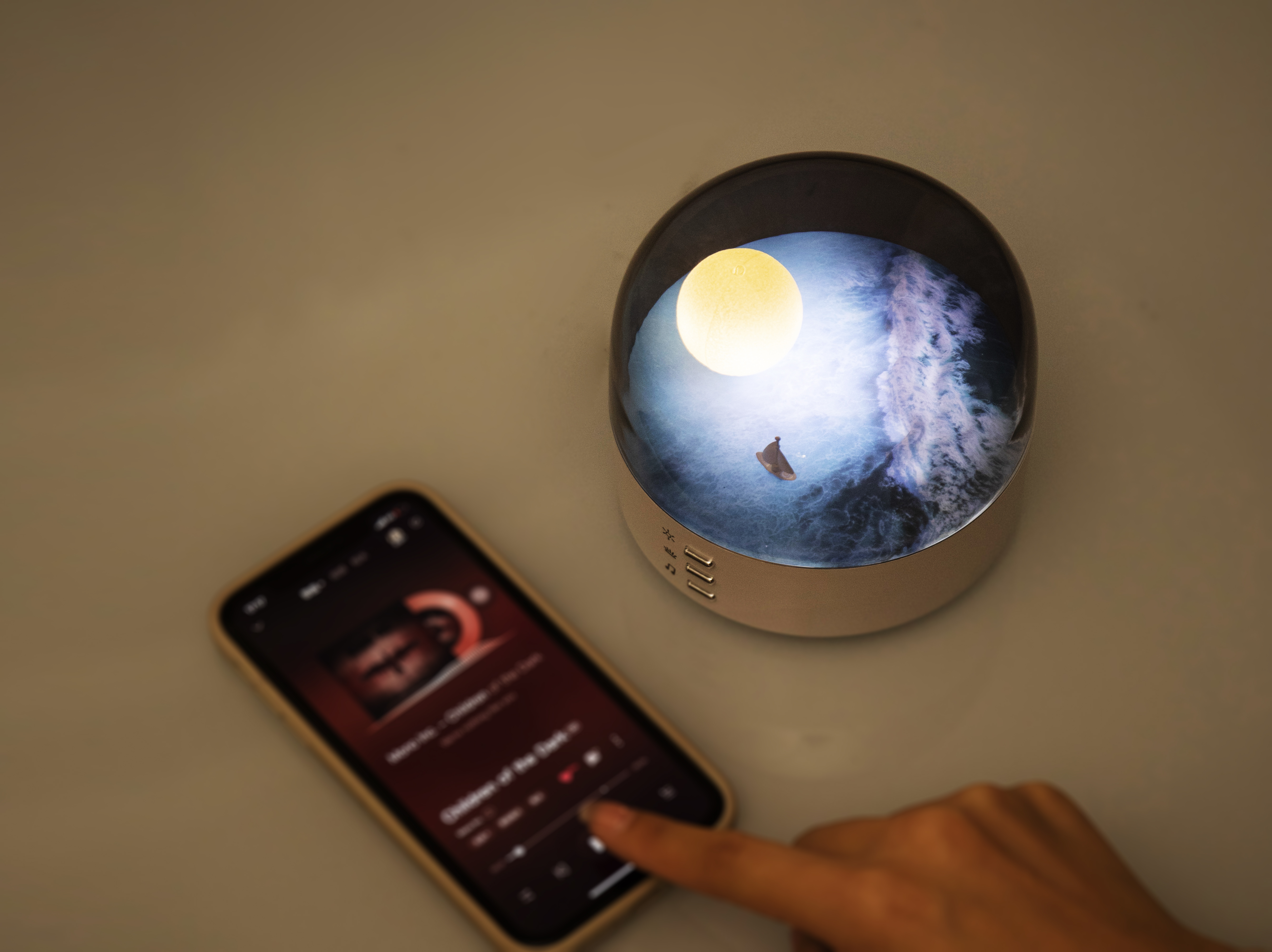 Creative lamp，Atmosphere lamp，Sunset Sunset，Creative design，Floating with the wind，Bluetooth Speaker ，stepless dimming，