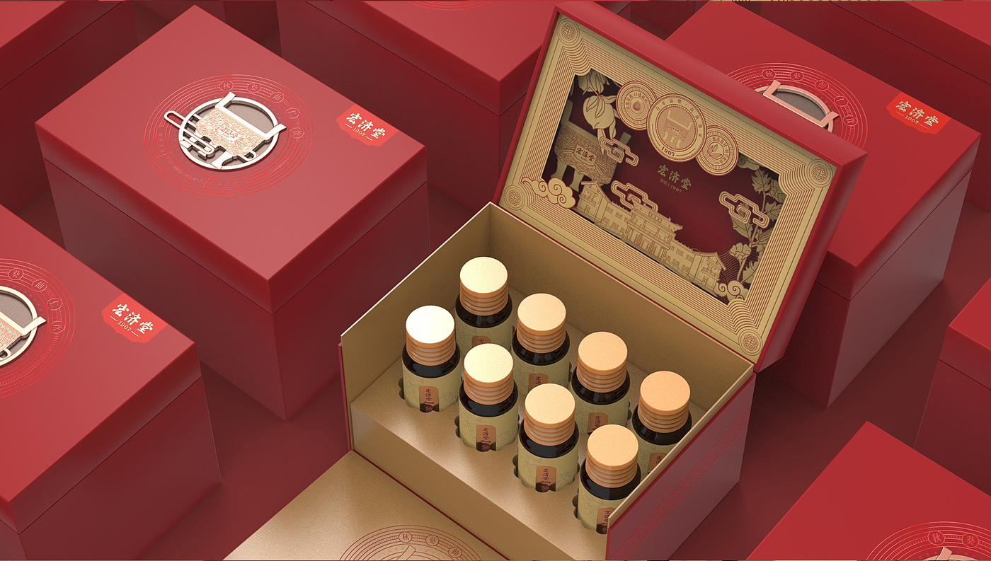Oral Liquid Packaging Design，Packaging design of health products，Kwai Xianren Drink Oral Liquid Packaging，Hongji Hall，