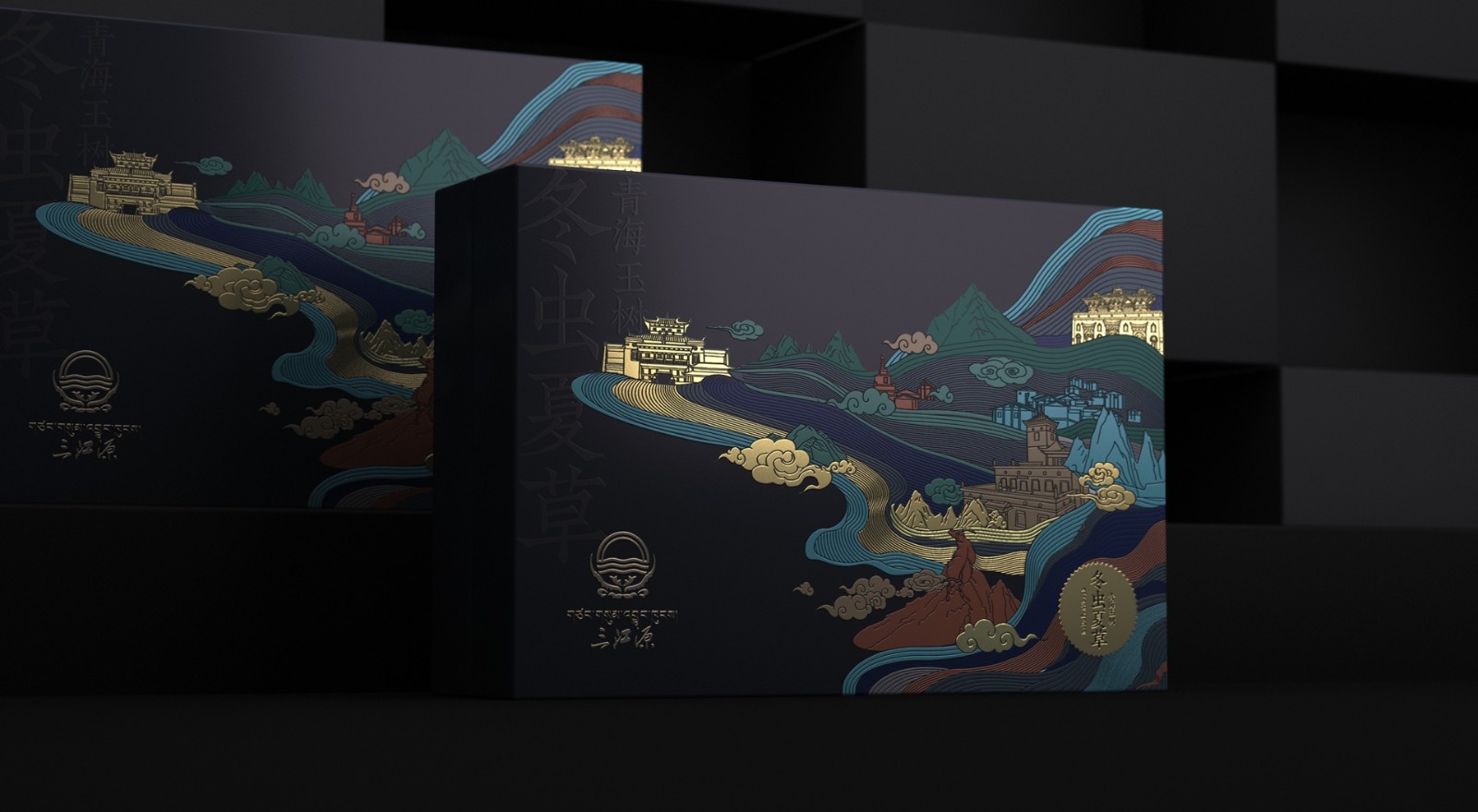 Cordyceps sinensis from Sanjiangyuan，Cordyceps gift box packaging，Cordyceps packaging design，