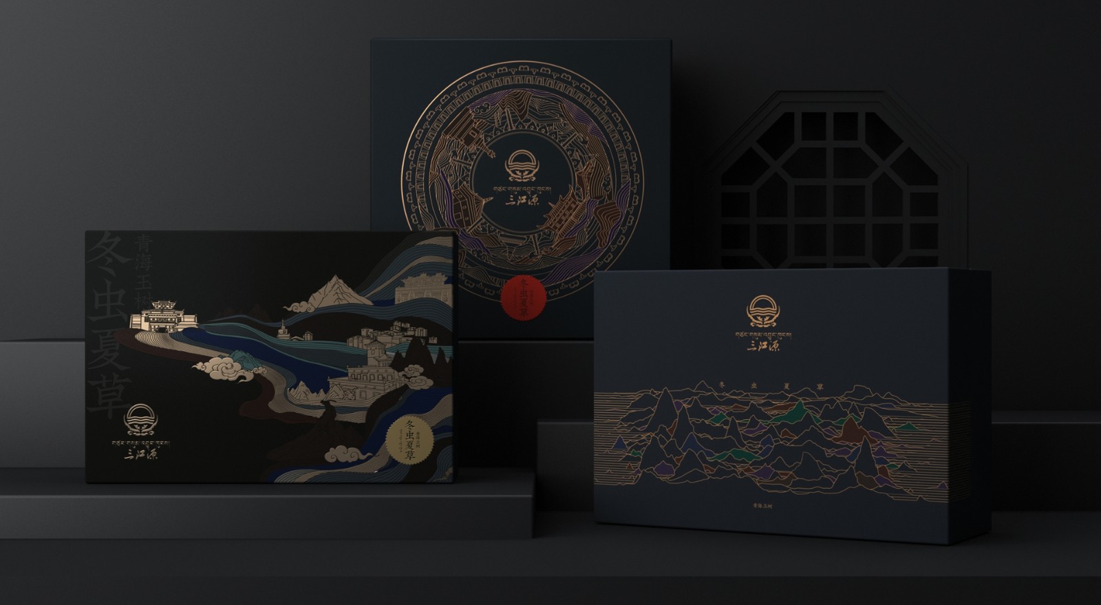 Cordyceps sinensis from Sanjiangyuan，Cordyceps gift box packaging，Cordyceps packaging design，