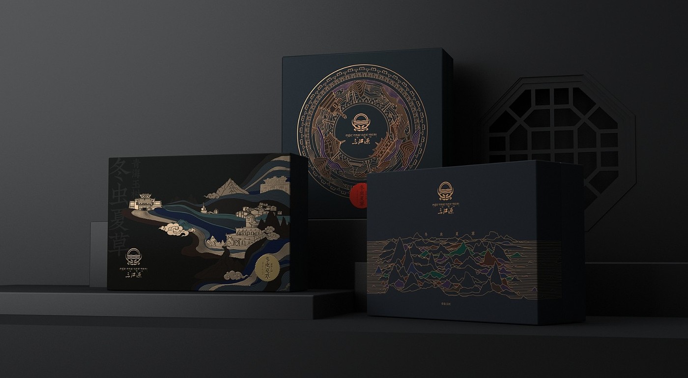 Cordyceps sinensis from Sanjiangyuan，Cordyceps gift box packaging，Cordyceps packaging design，