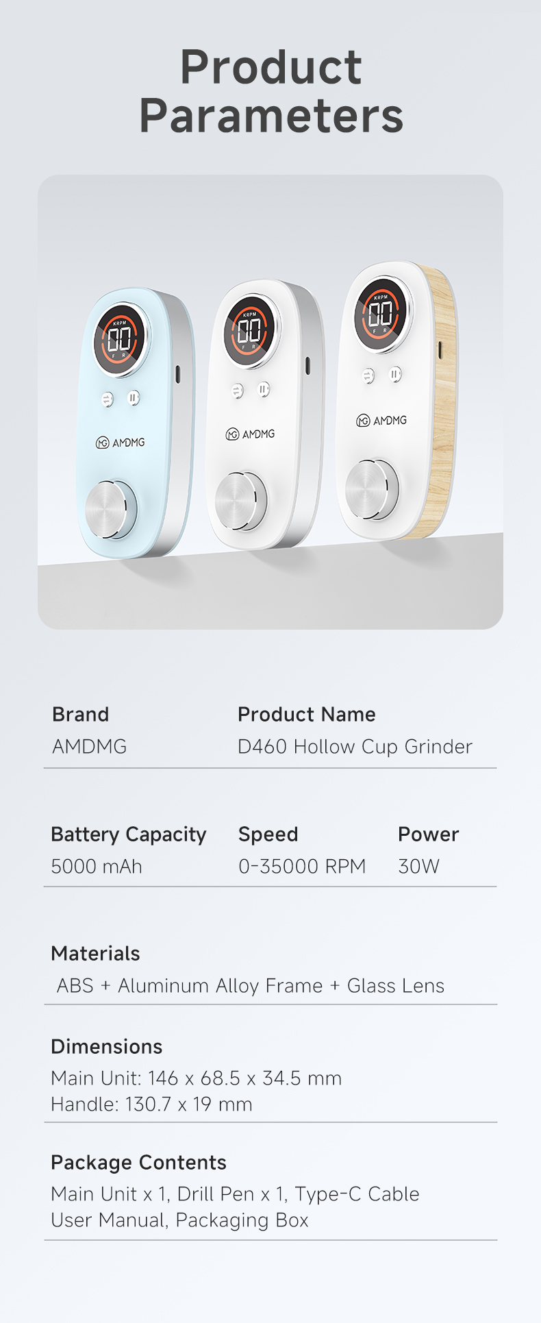 D460 nail art hollow cup grinder，