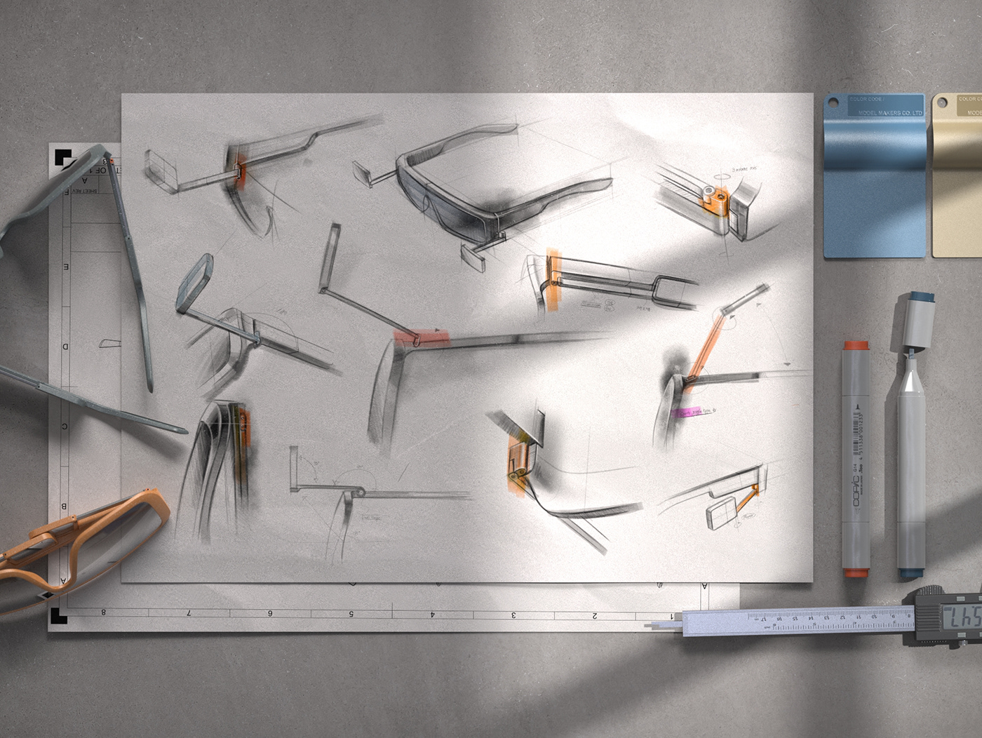 RearView Glasses，glasses，Outdoor equipment，product design，