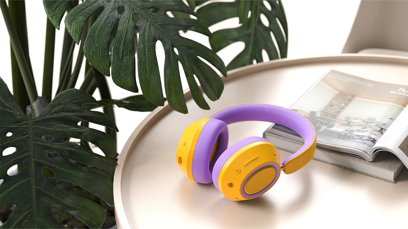 Wireless headset，Bluetooth headset，Headphones，industrial design，Color scheme，