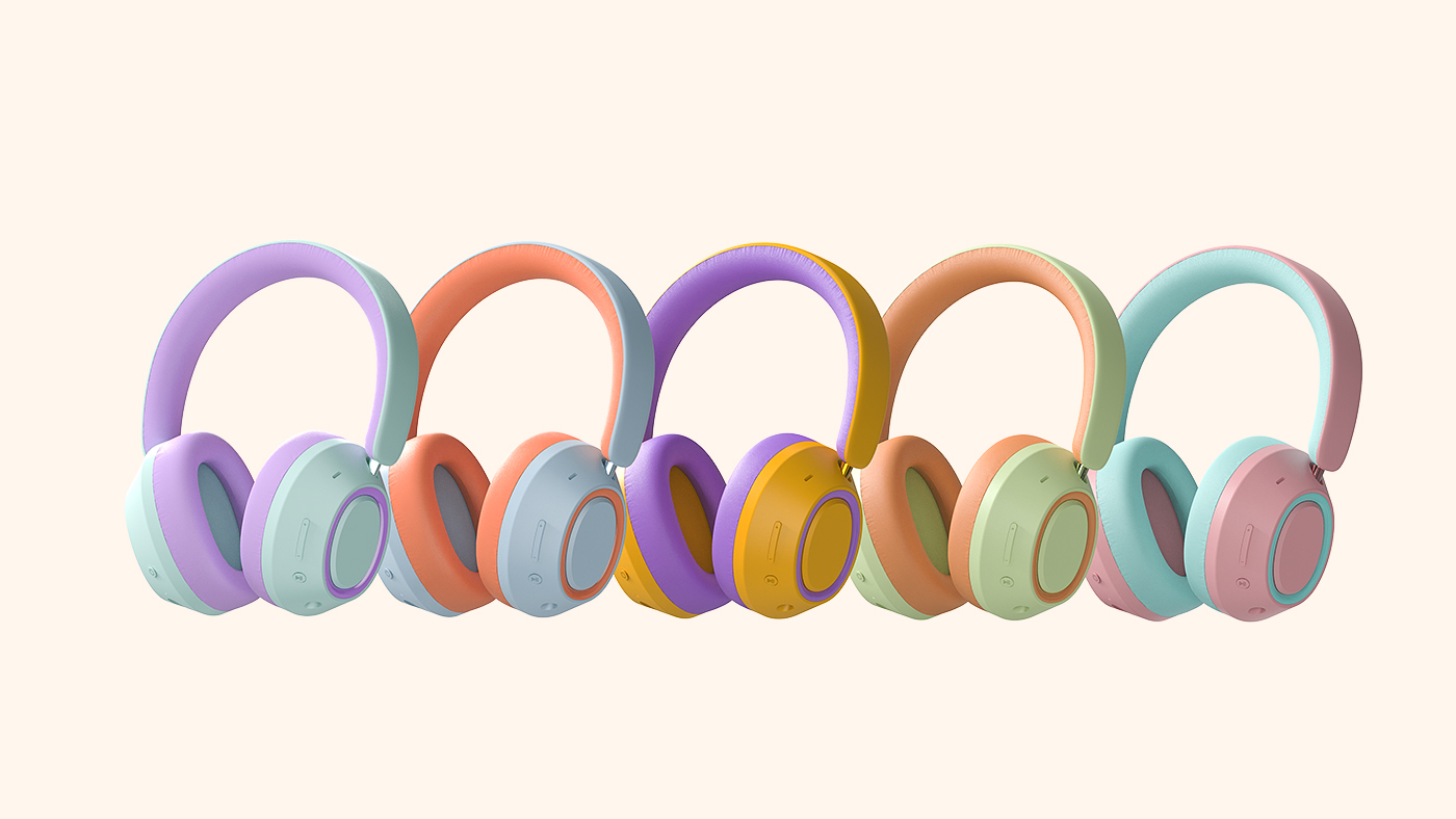 Wireless headset，Bluetooth headset，Headphones，industrial design，Color scheme，