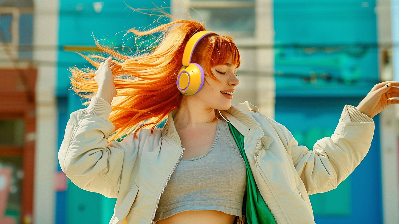 Wireless headset，Bluetooth headset，Headphones，industrial design，Color scheme，