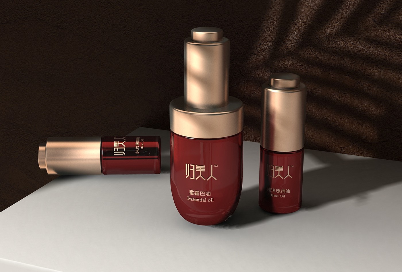 Rose essential oil packaging design，Essential oil gift box packaging design，Essential oil suit gift box packaging，