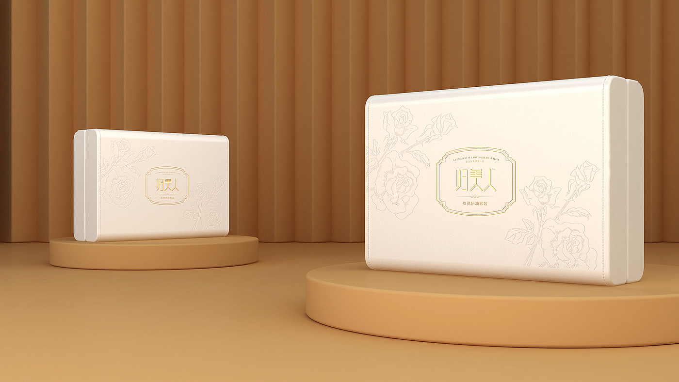Rose essential oil packaging design，Essential oil gift box packaging design，Essential oil suit gift box packaging，