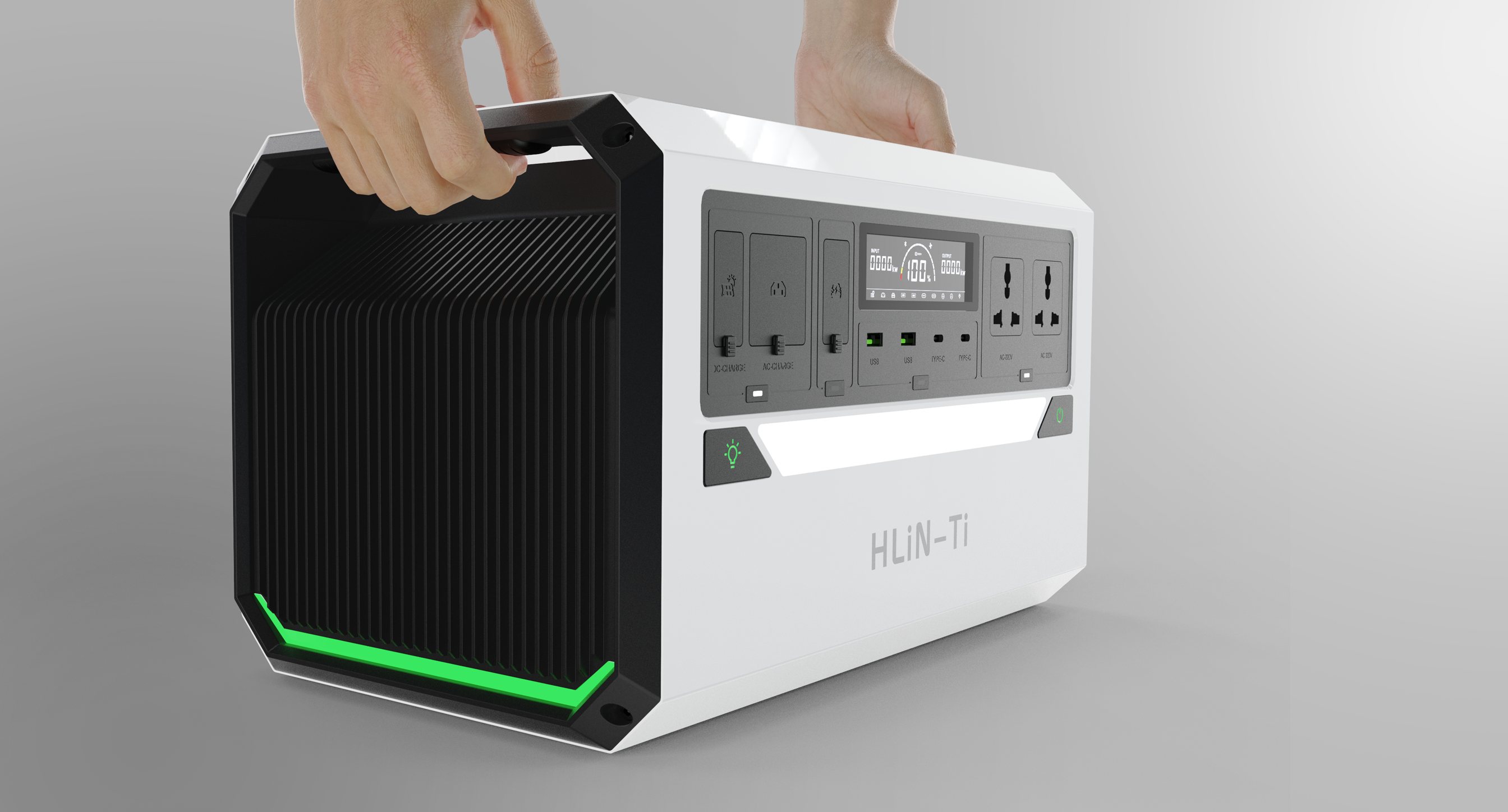 Industrial design, outdoor power supply, battery, outdoor, simple color matching，