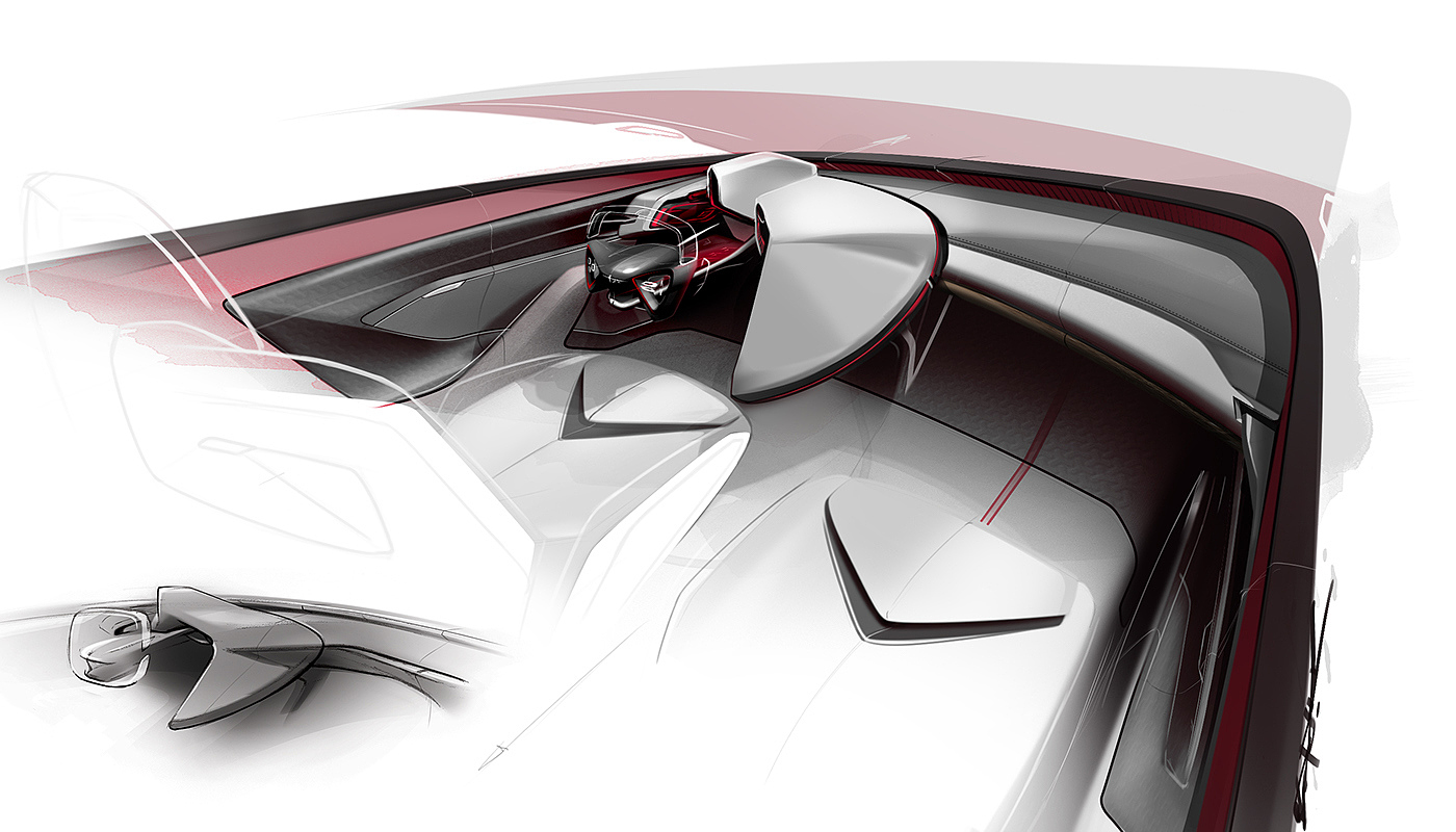 industrial design，Automobile design，Concept Car，Interior，Hand drawn，