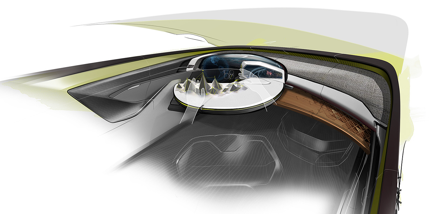 industrial design，Automobile design，Concept Car，Interior，Hand drawn，
