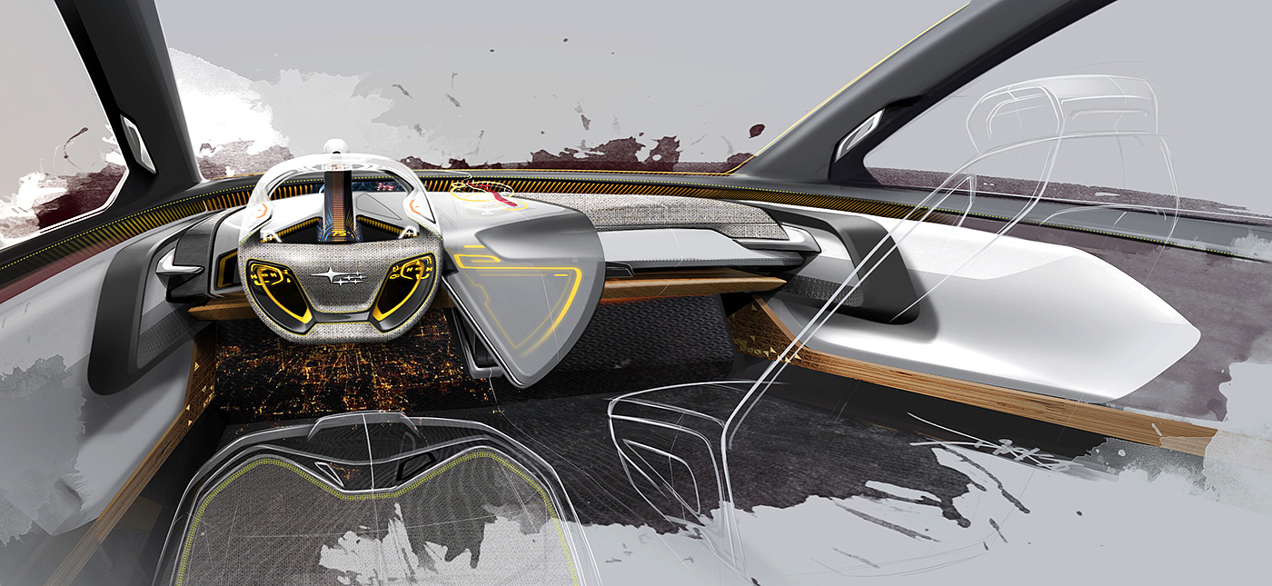 industrial design，Automobile design，Concept Car，Interior，Hand drawn，