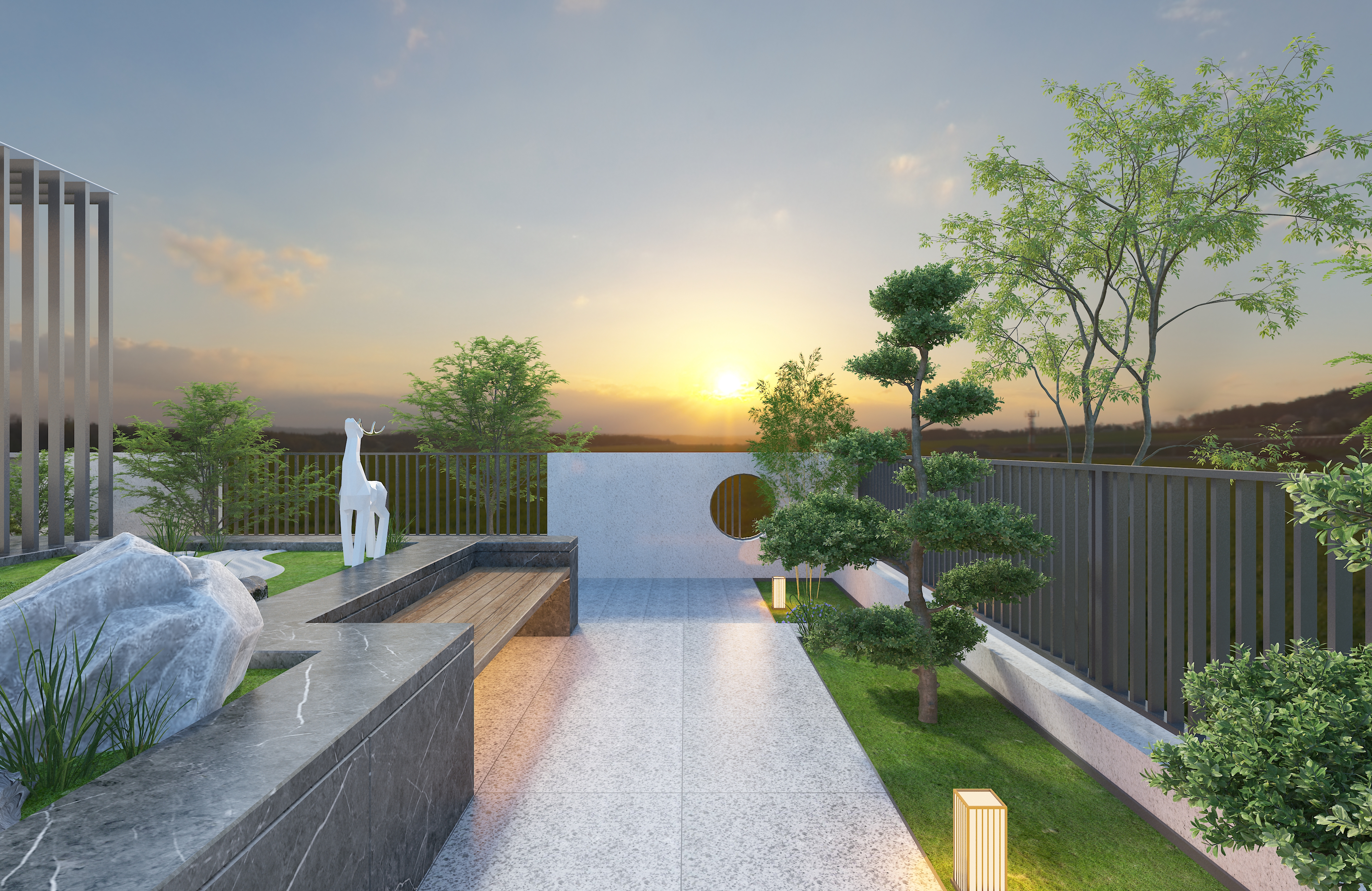 garden design ，small courtyard，Landscape design，Courtyard landscape，space design ，Home design，Private House Villa Design，Courtyard dry landscape，