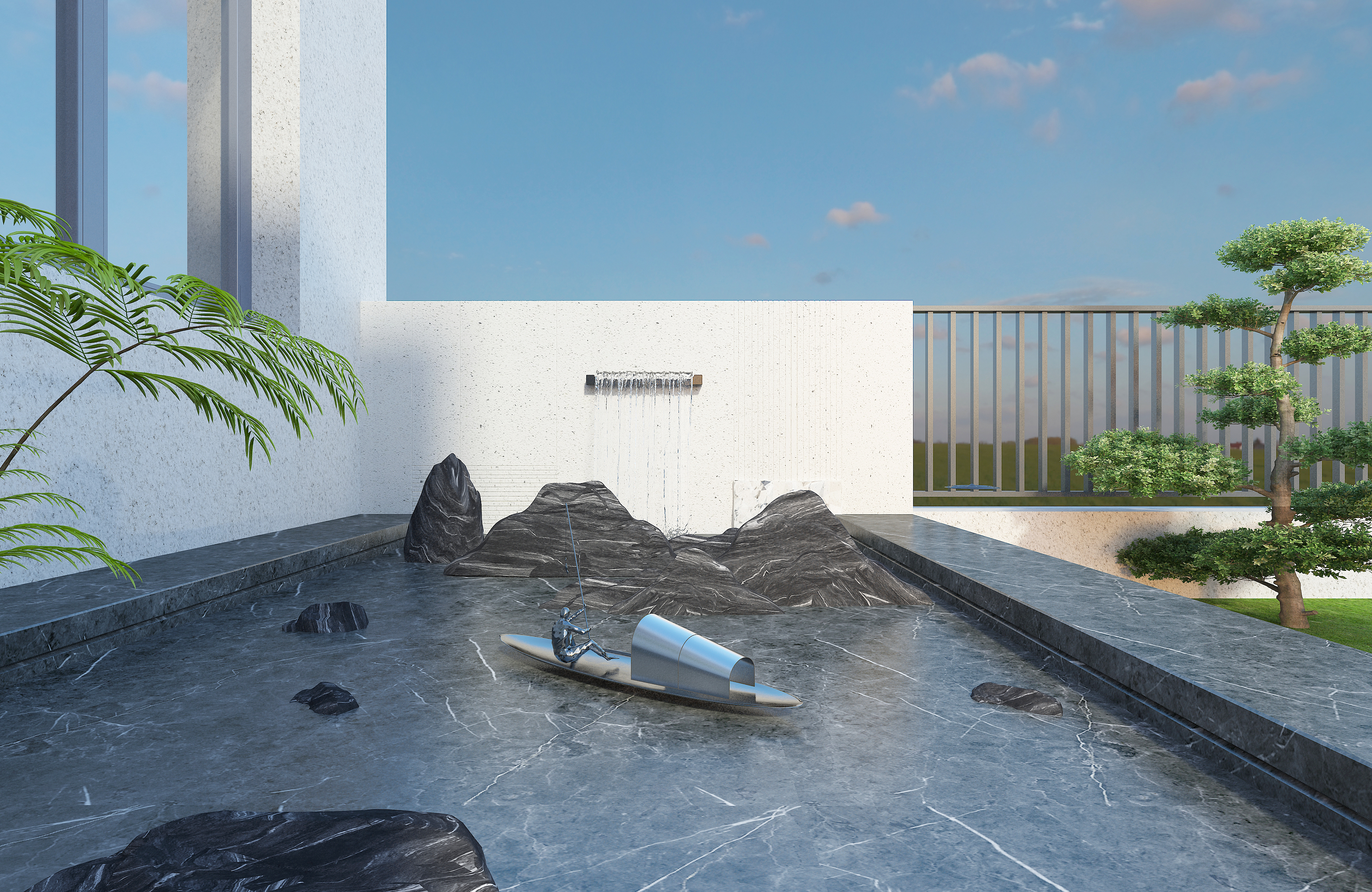 garden design ，small courtyard，Landscape design，Courtyard landscape，space design ，Home design，Private House Villa Design，Courtyard dry landscape，