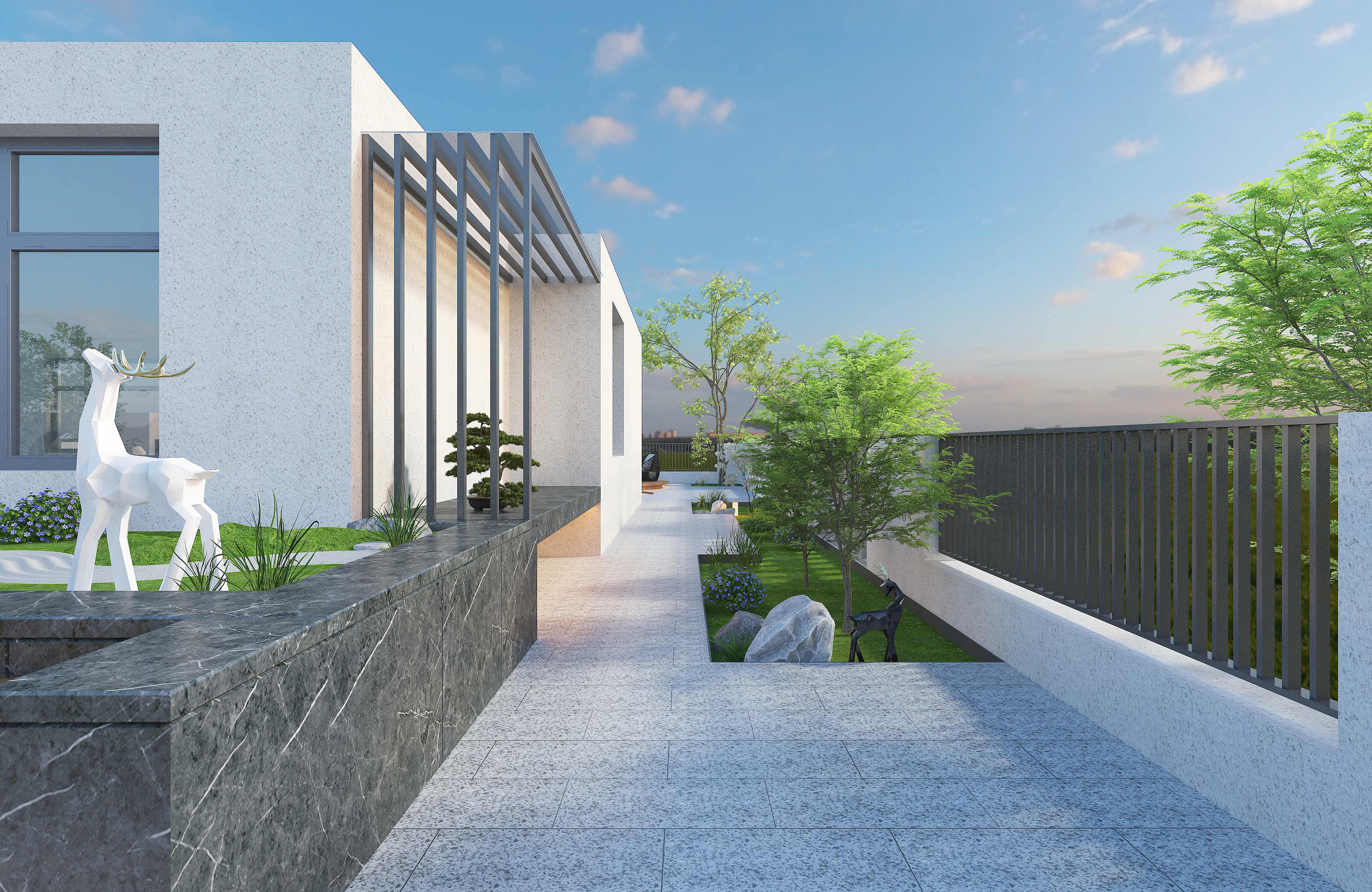 garden design ，small courtyard，Landscape design，Courtyard landscape，space design ，Home design，Private House Villa Design，Courtyard dry landscape，