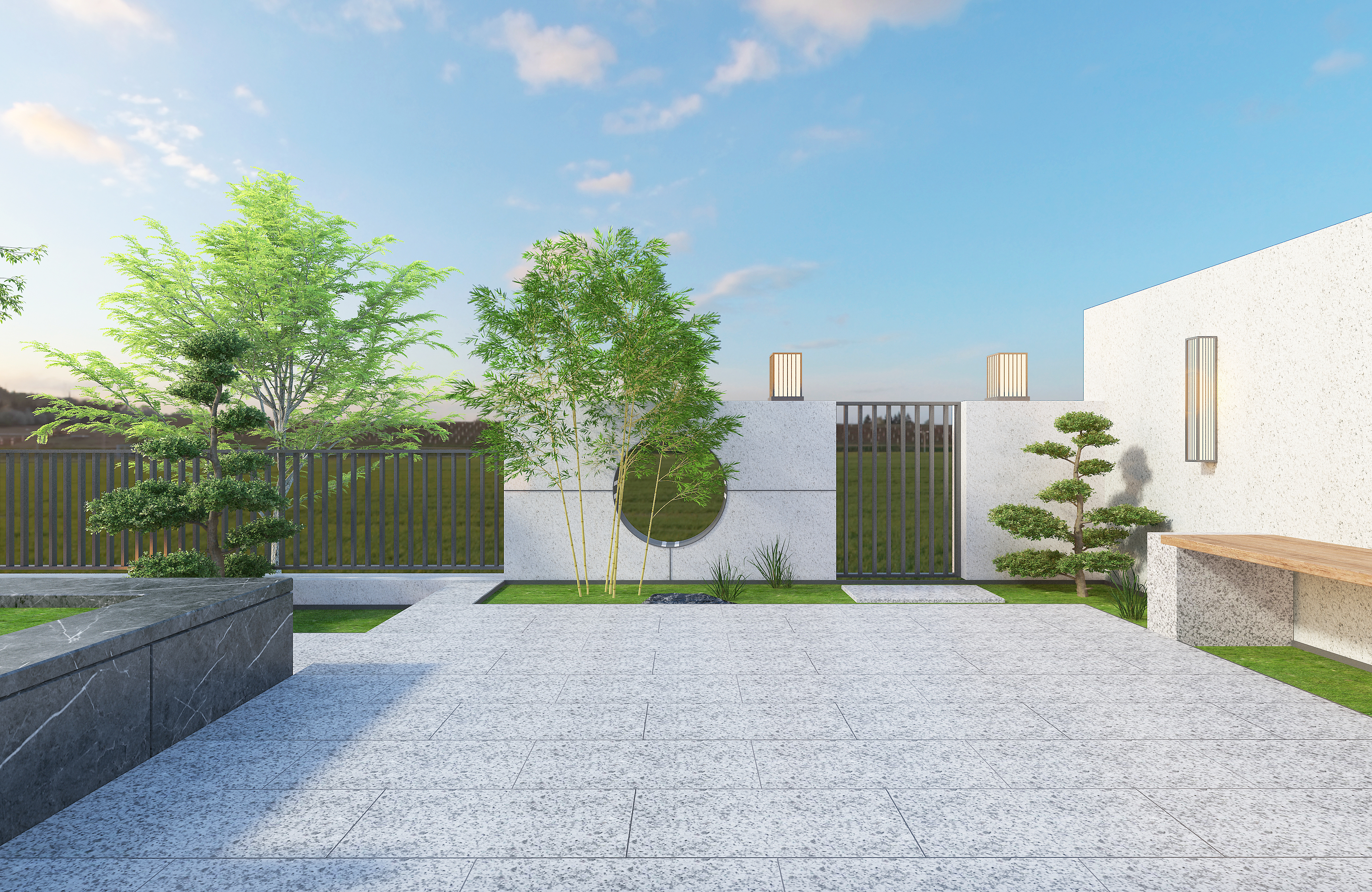 garden design ，small courtyard，Landscape design，Courtyard landscape，space design ，Home design，Private House Villa Design，Courtyard dry landscape，