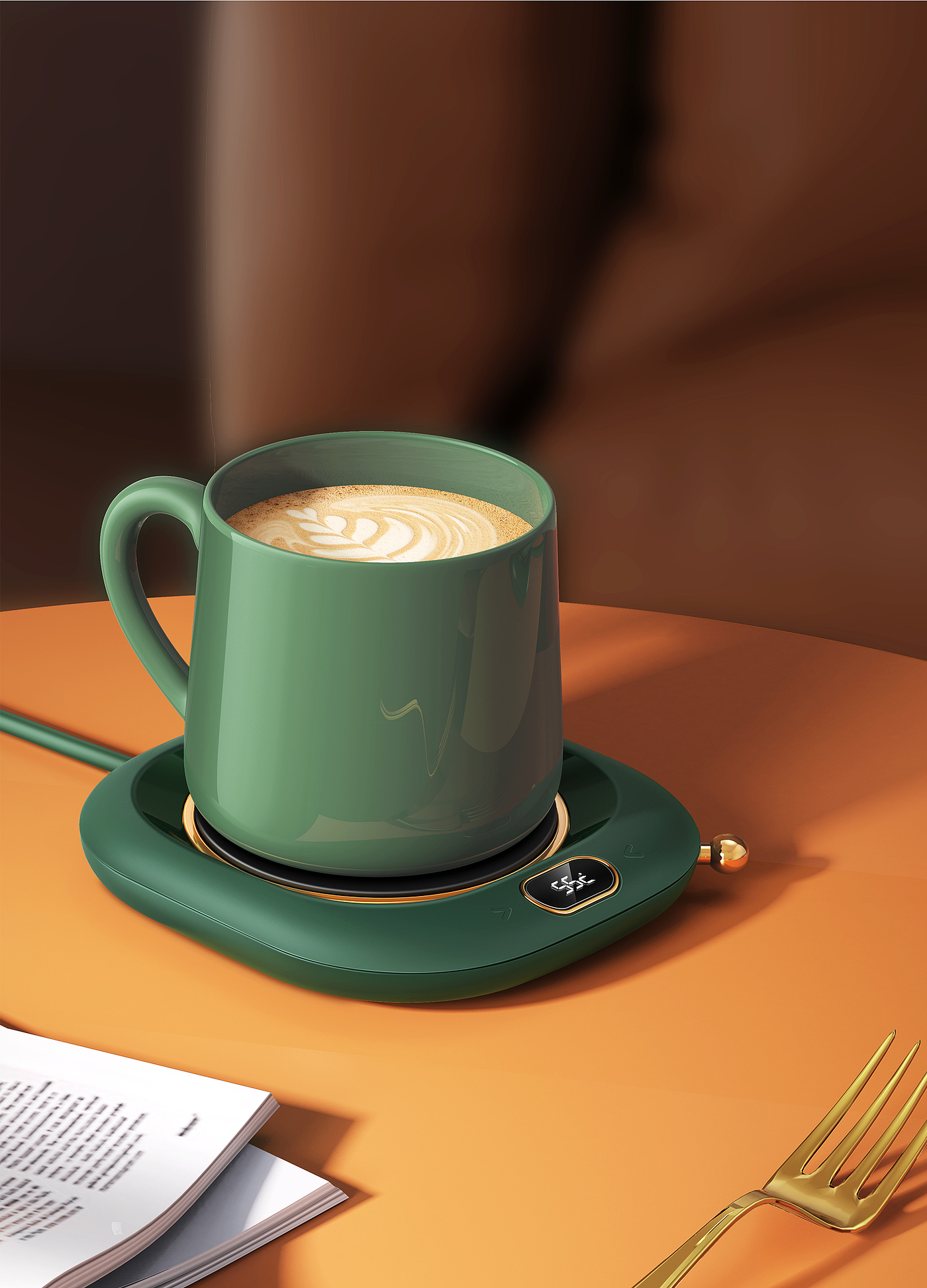 information age，Health life，Warm Drink recommend，Warm Coaster Design，Intelligent temperature control，Light luxury style，