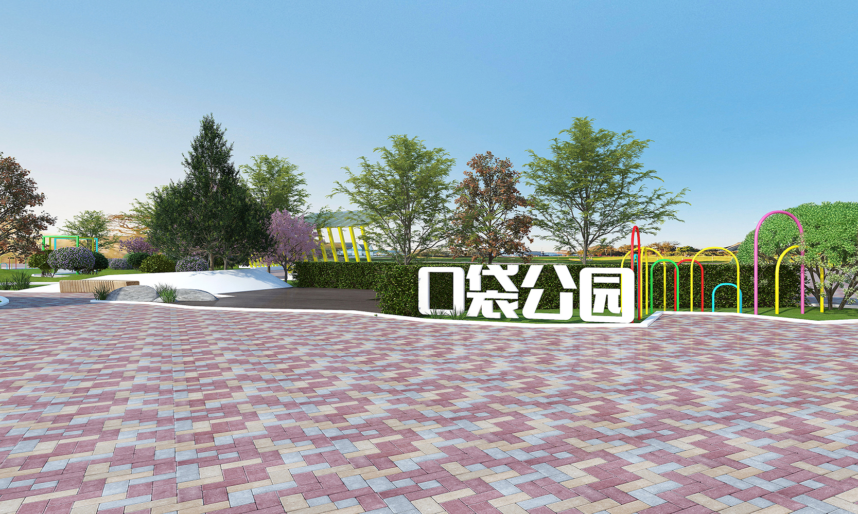 Pocket Park Design，garden design ，greening design，Landscape design，Design effect drawing，