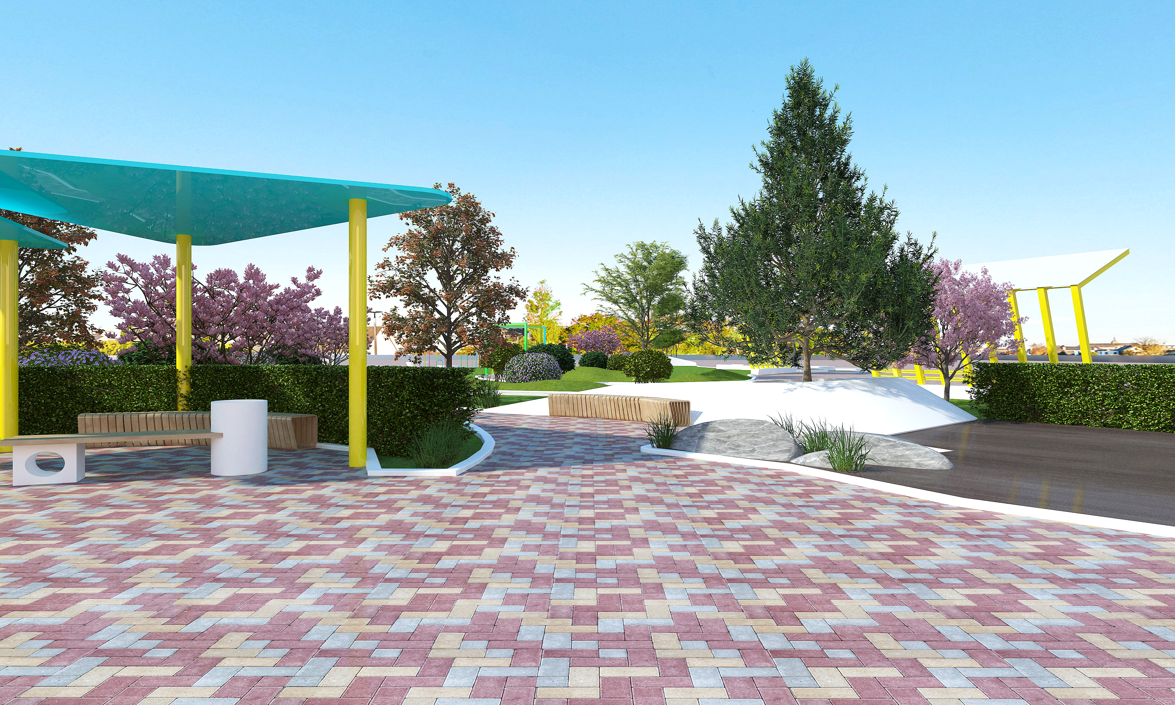 Pocket Park Design，garden design ，greening design，Landscape design，Design effect drawing，